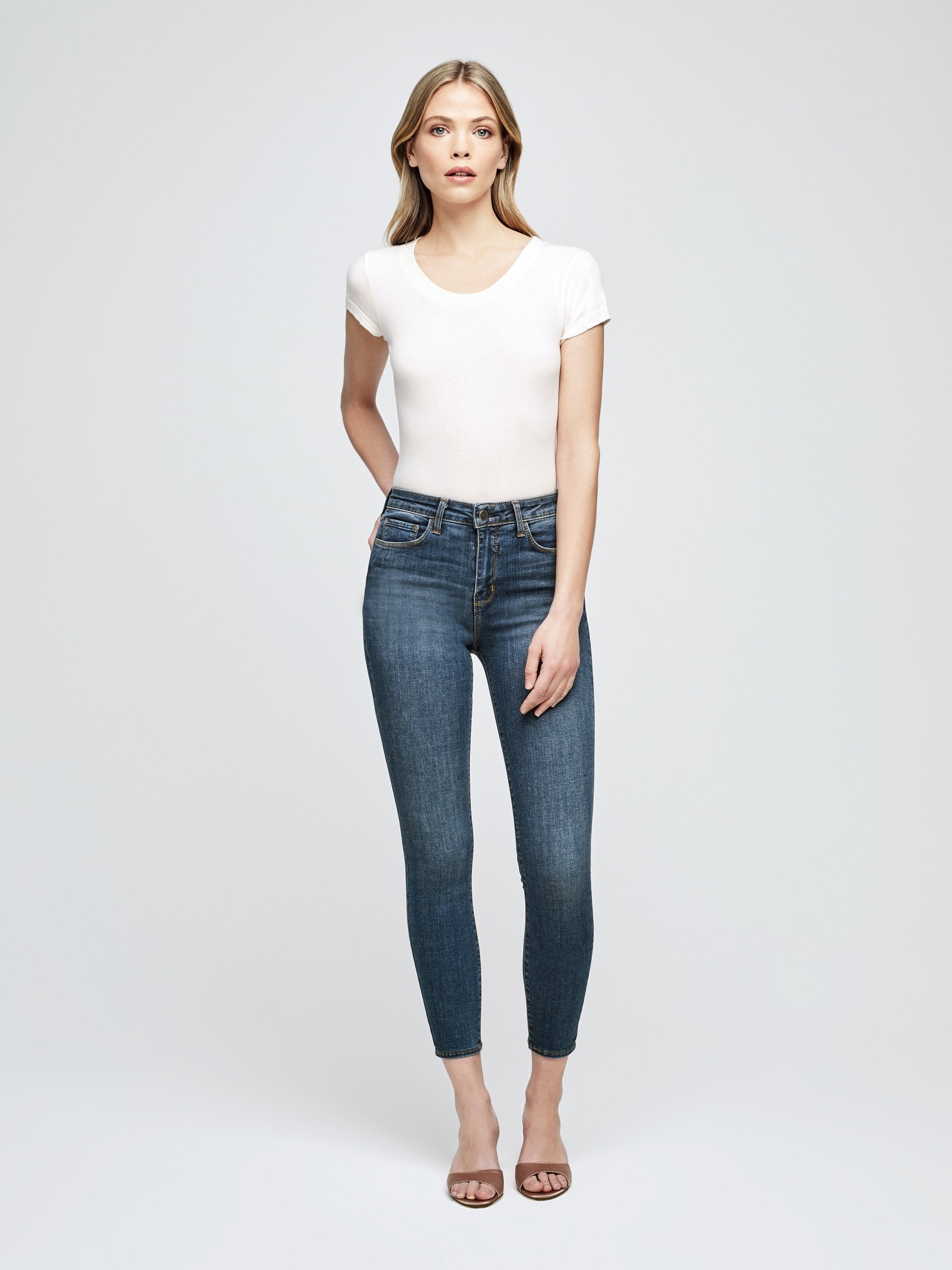 Sale L'Agence Margot Skinny High Rise Jeans Size 24 In Prime Blue Vintage Wash.