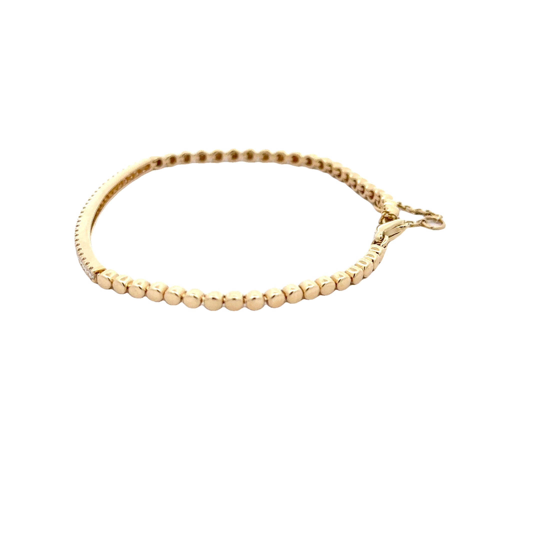 WD1705 14kt Gold Beaded Chain Diamond Bar Bracelet