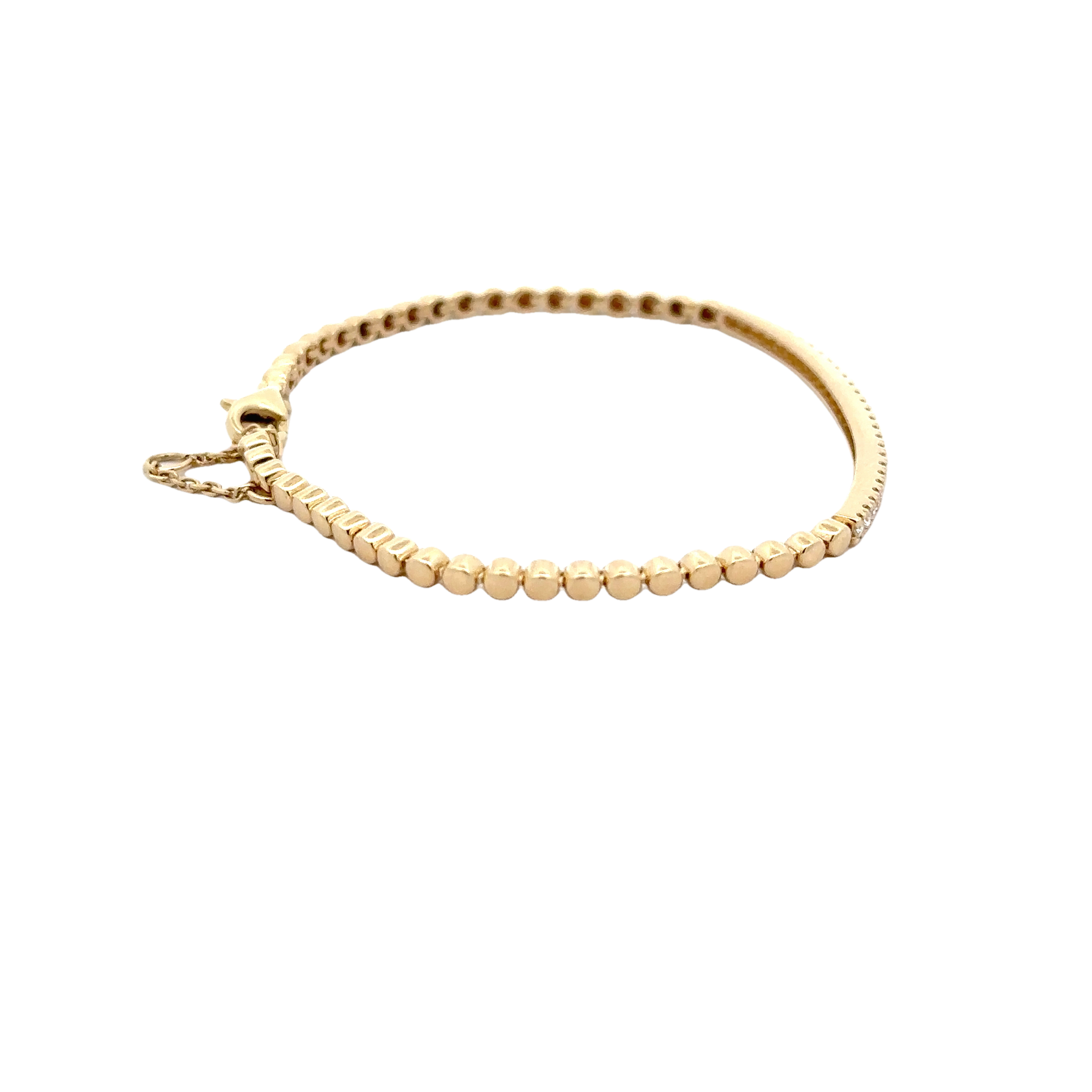 WD1705 14kt Gold Beaded Chain Diamond Bar Bracelet