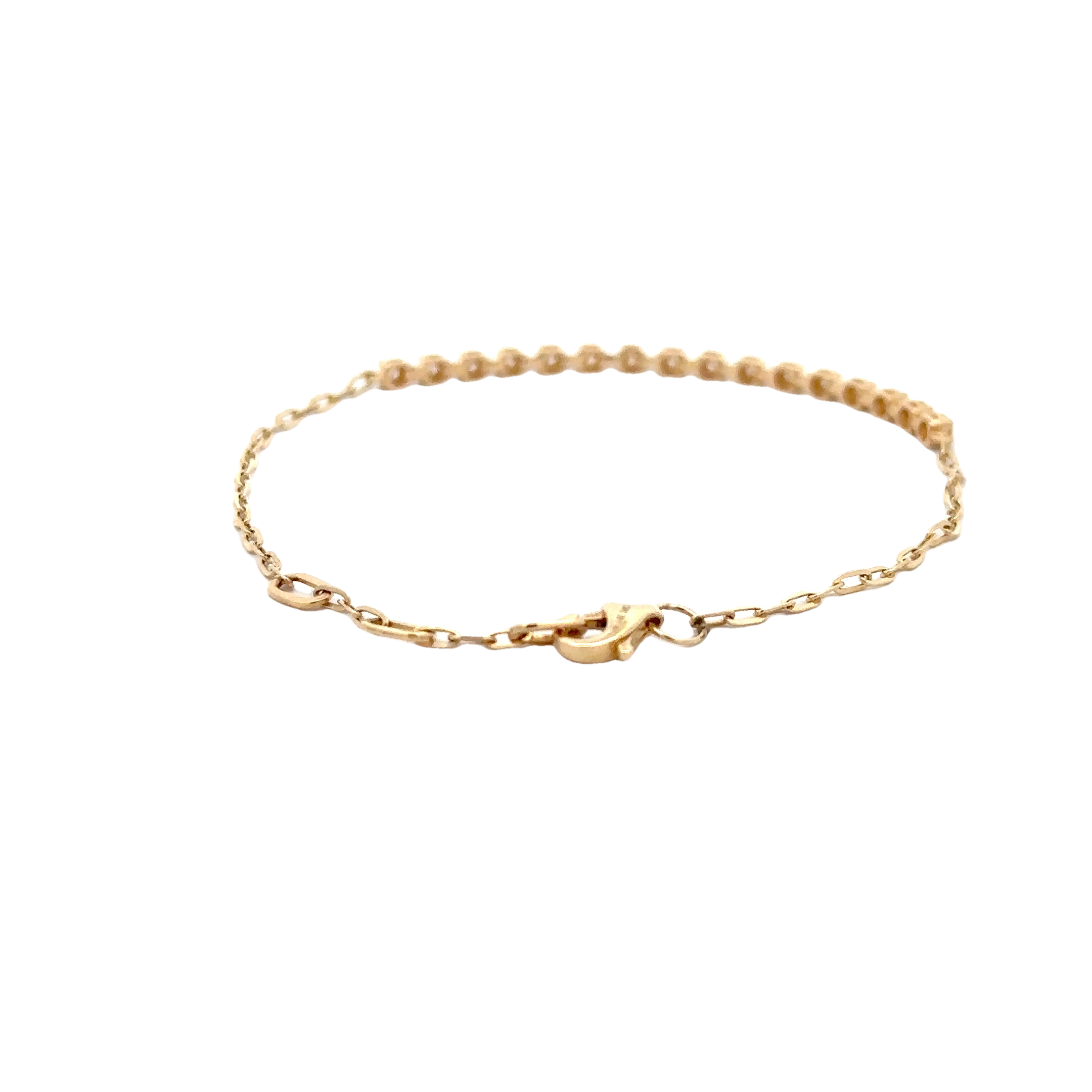 WD1706 14kt Gold Paper Link Chain with 4 prong set diamonds Bracelet