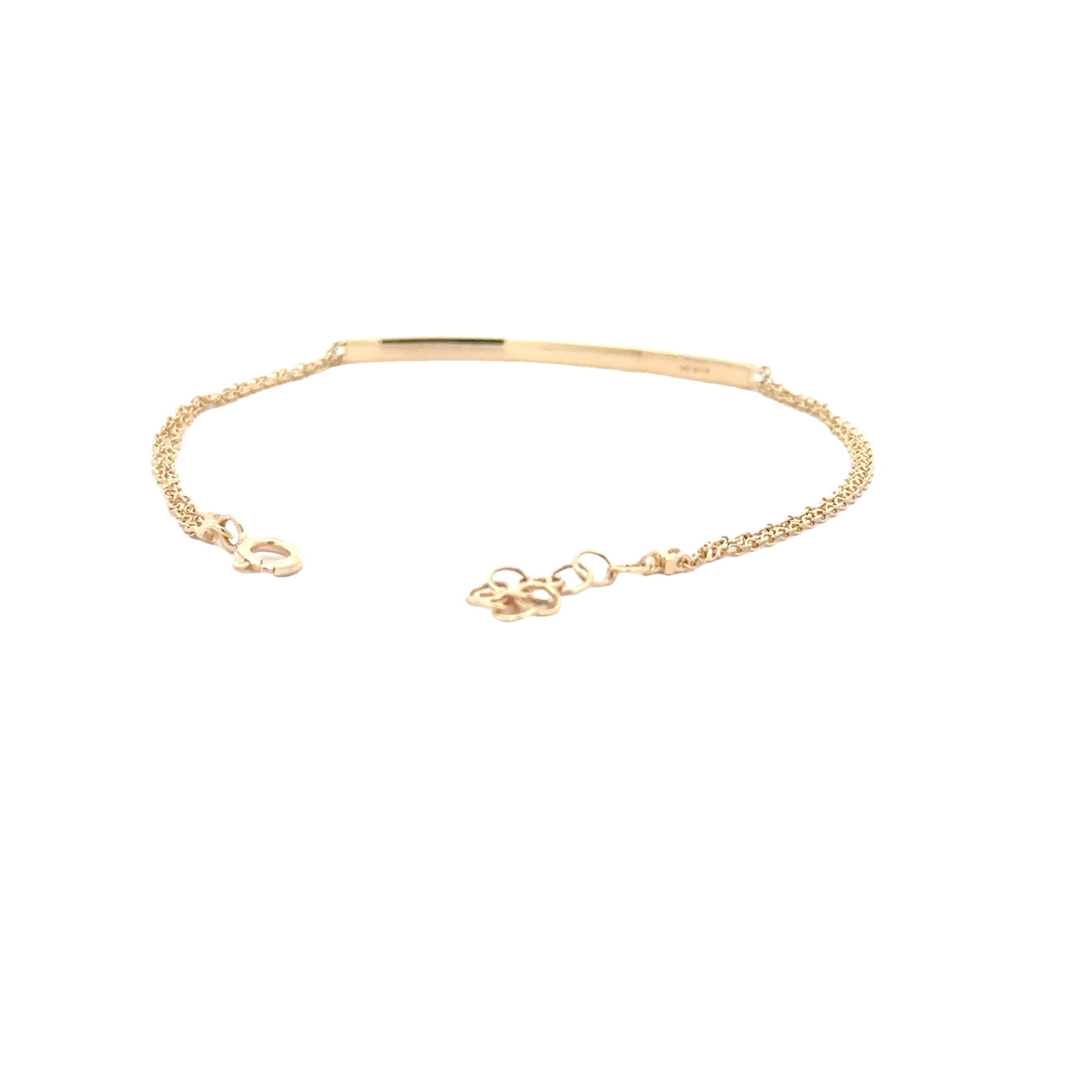 WD1707 14kt Gold Pave Diamond Bar ID Bracelet