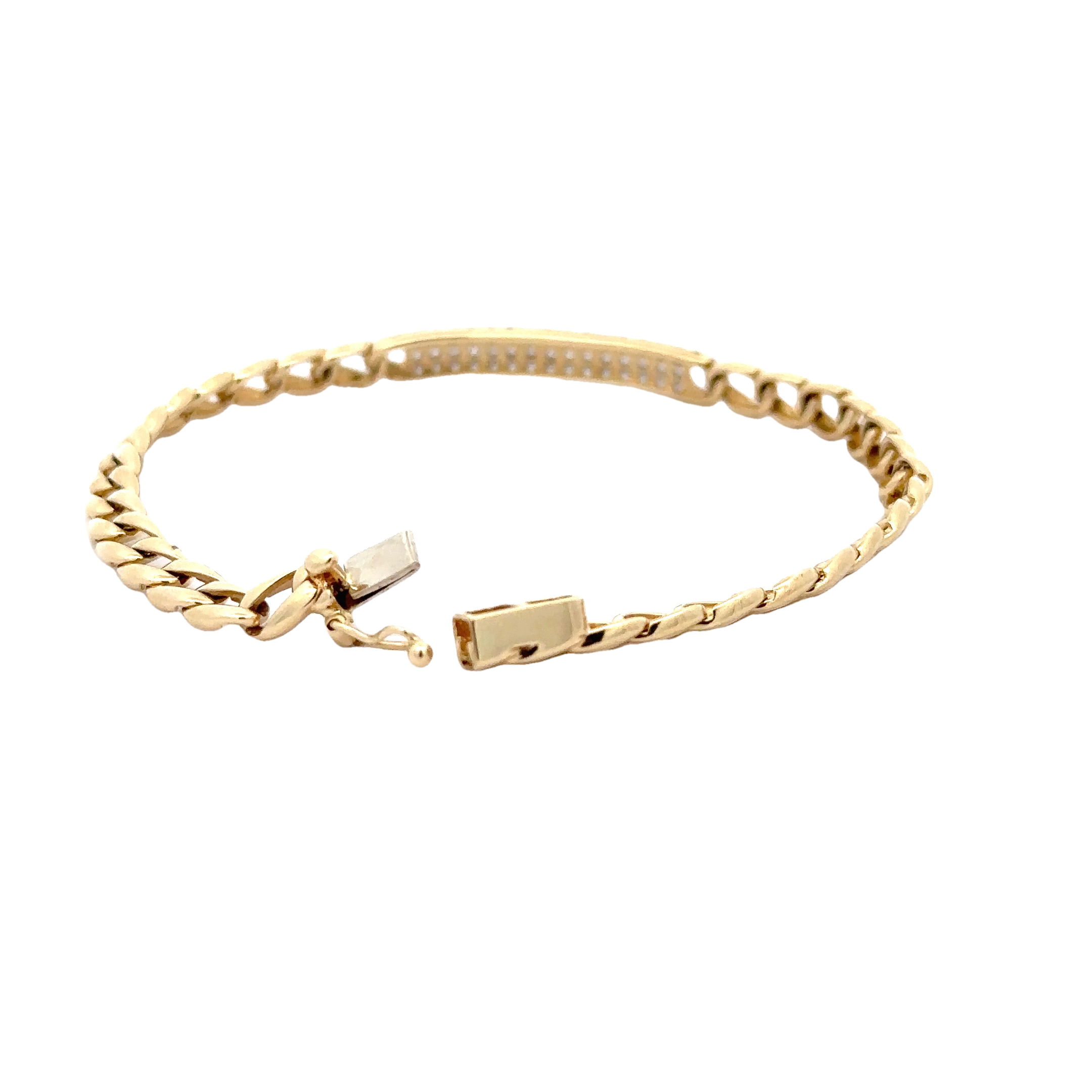 WD1708 14kt Gold Pave Diamond ID Bracelet