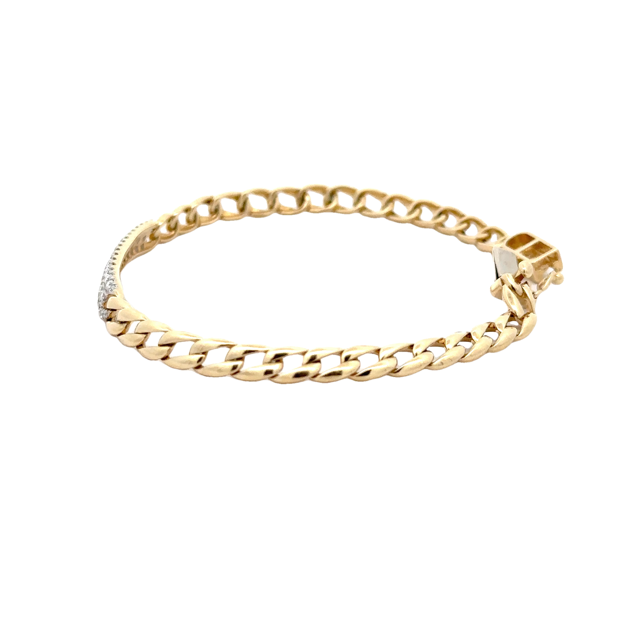 WD1708 14kt Gold Pave Diamond ID Bracelet