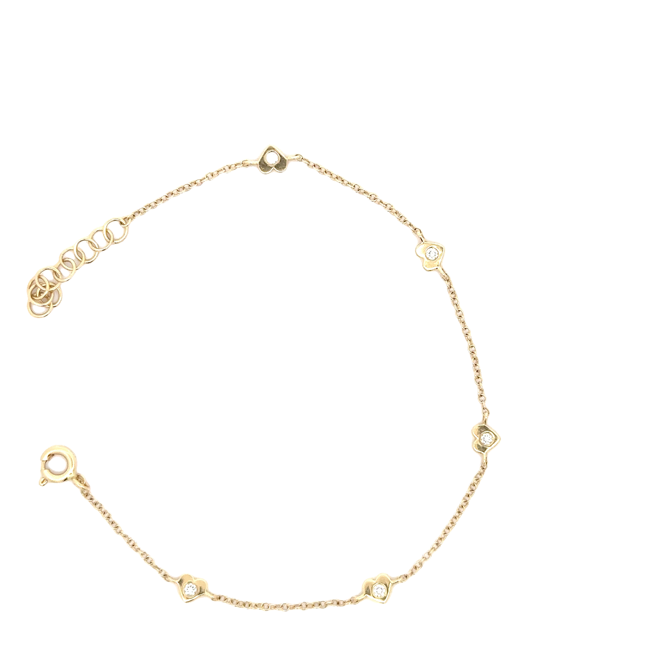 WD1712 14kt Gold Heart Bracelet with Diamond Detail