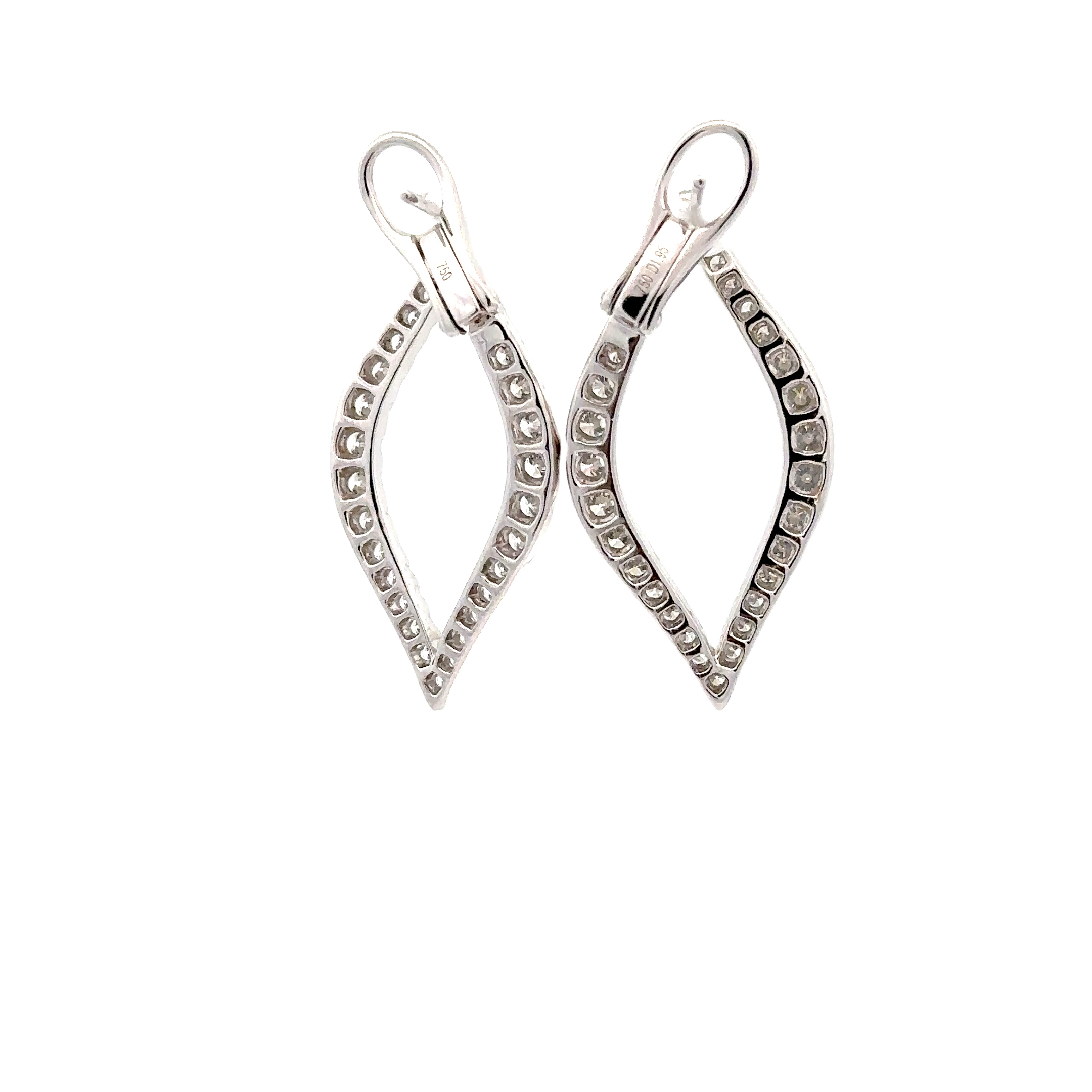 WD1692 14KT White Gold Diamond Single Petal Earrings