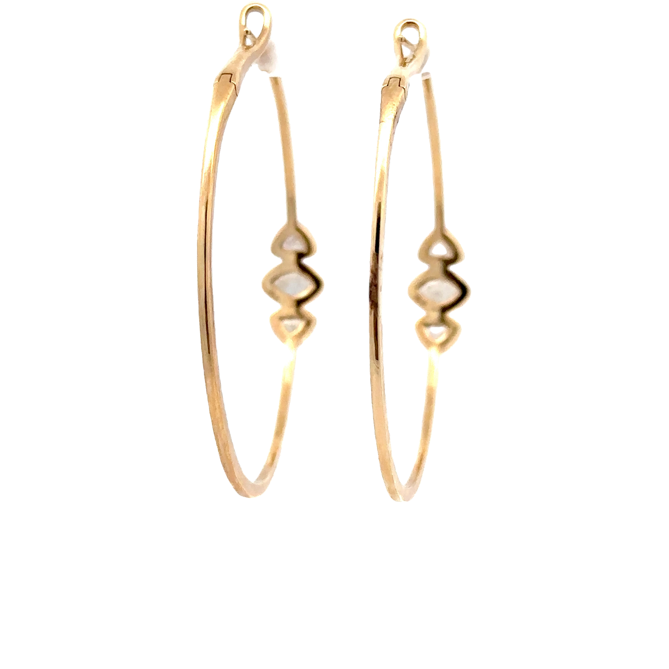 WD1697 14KT Gold and Labradorite Diamond Hoops