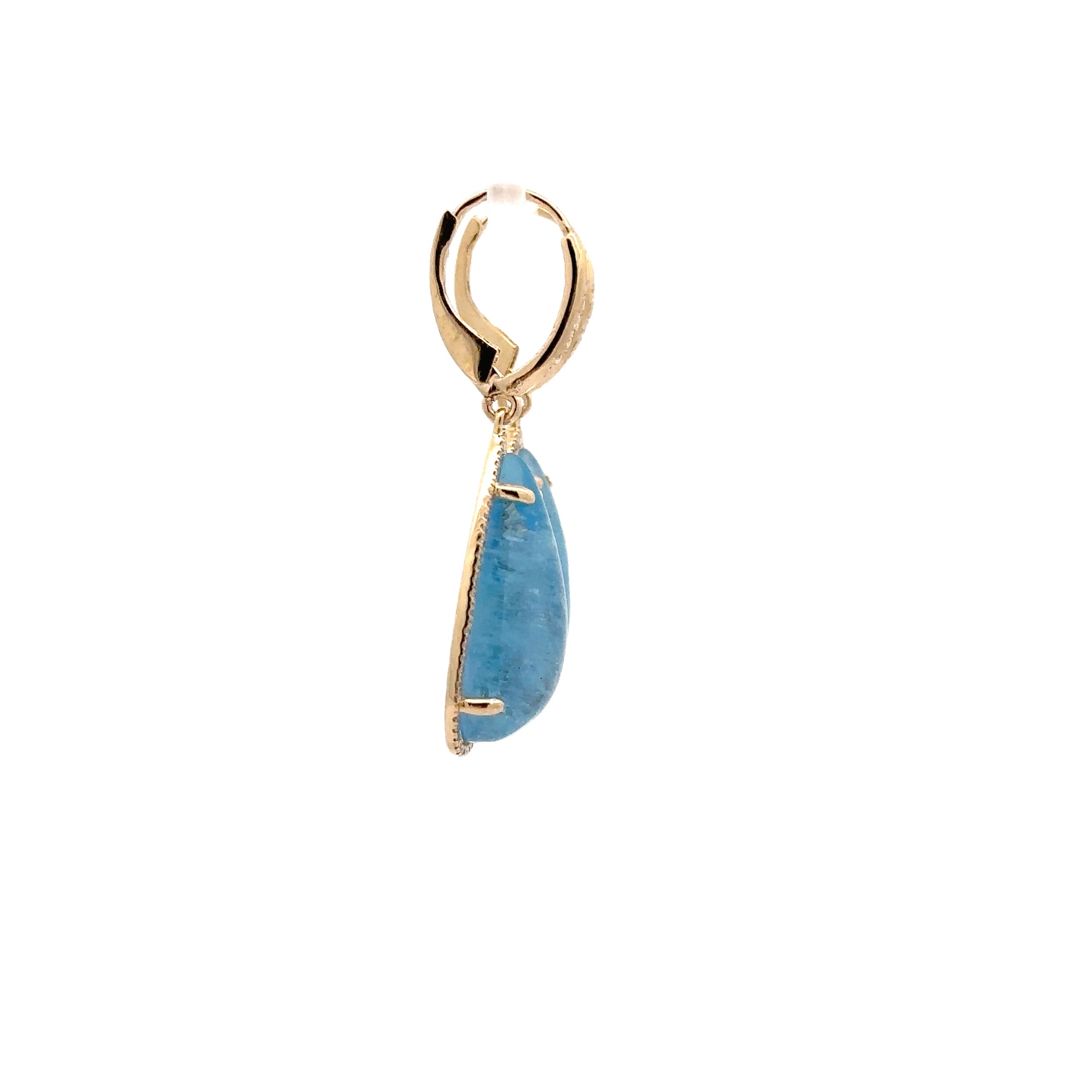 WD1726 14KT Gold Cabochon Aquamarine with Diamond Halo