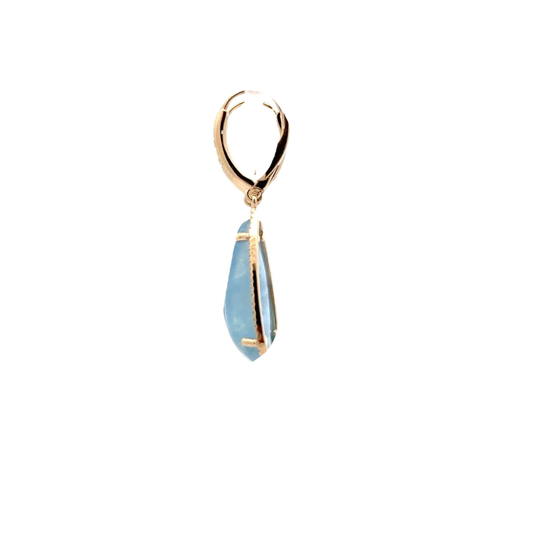 WD1726 14KT Gold Cabochon Aquamarine with Diamond Halo