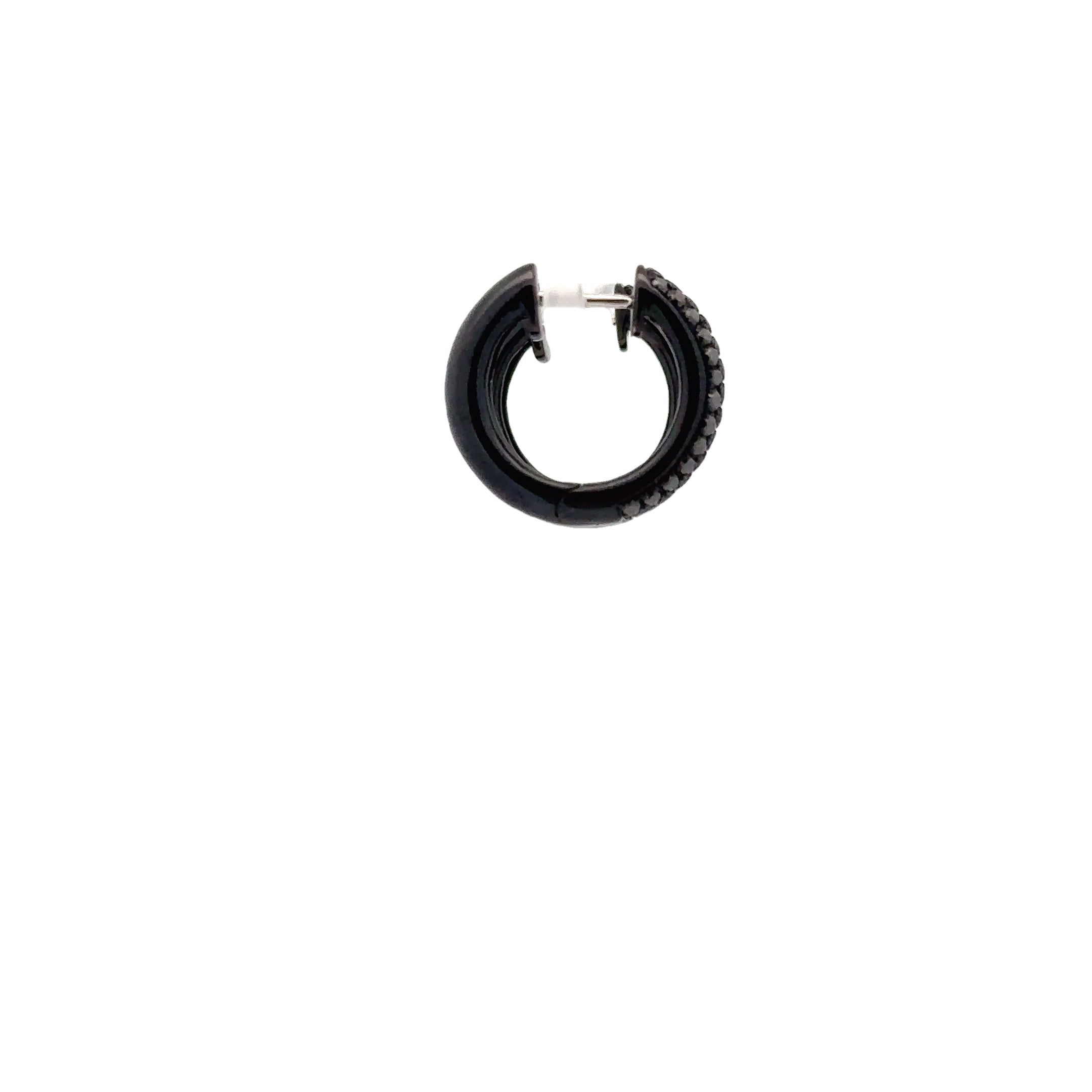 WD1730 Black Rhodiumed White Gold Black Diamond Hoops