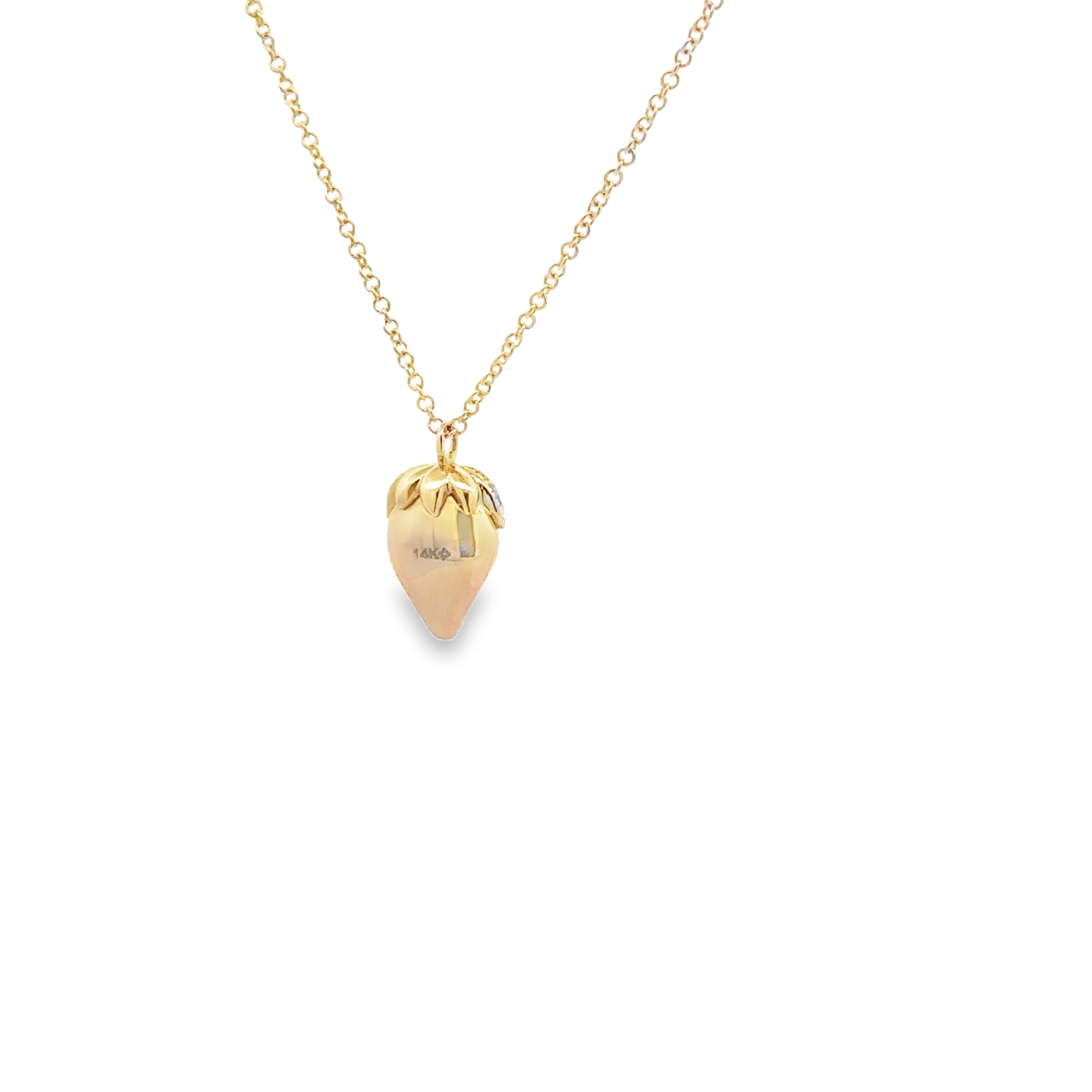 WD1681 14kt Gold Strawberry Pendant Necklace with Rubys and Diamonds