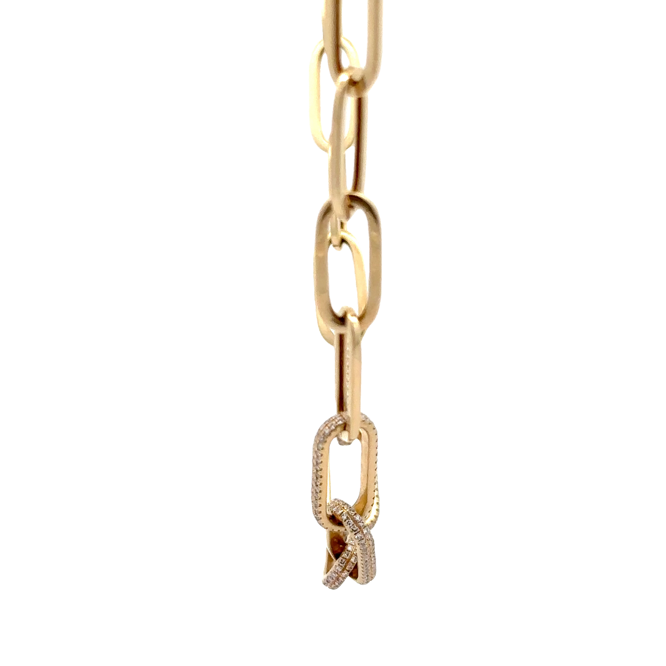 WD1699 14kt Gold PaperLink Chain With Pave Diamonds