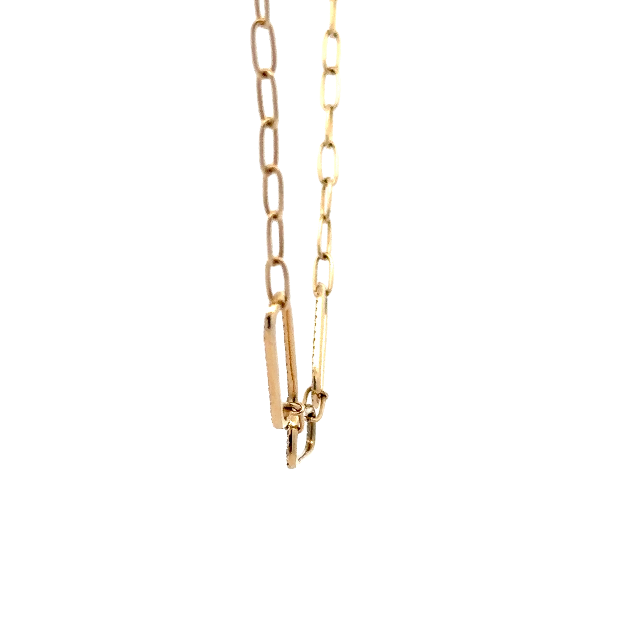 WD1700 14kt Gold PaperLink Necklace with Diamond Detail