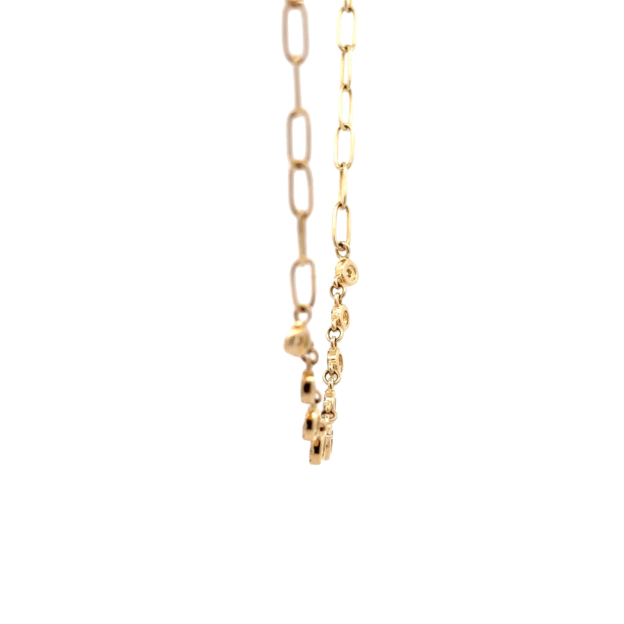 WD1710 14kt Gold Paper Link Chain with 9 Diamonds Wrapped with Diamond Halos Necklace