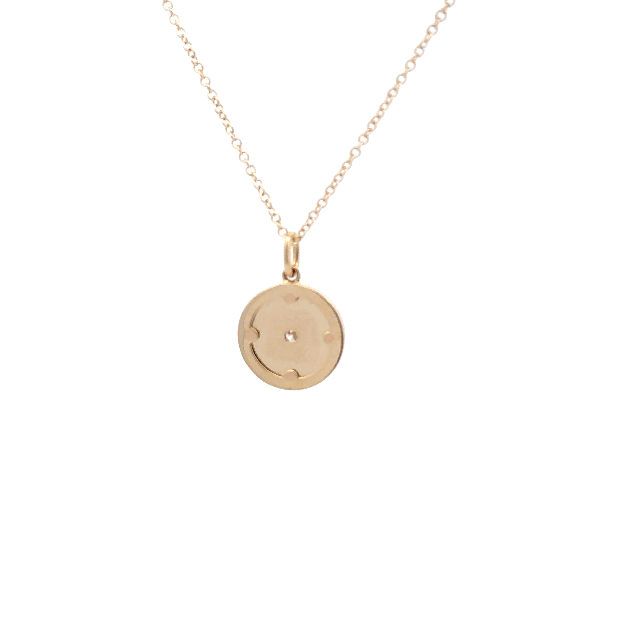 WD1715 14kt Gold Coin with Diamond Detailed Center Necklace