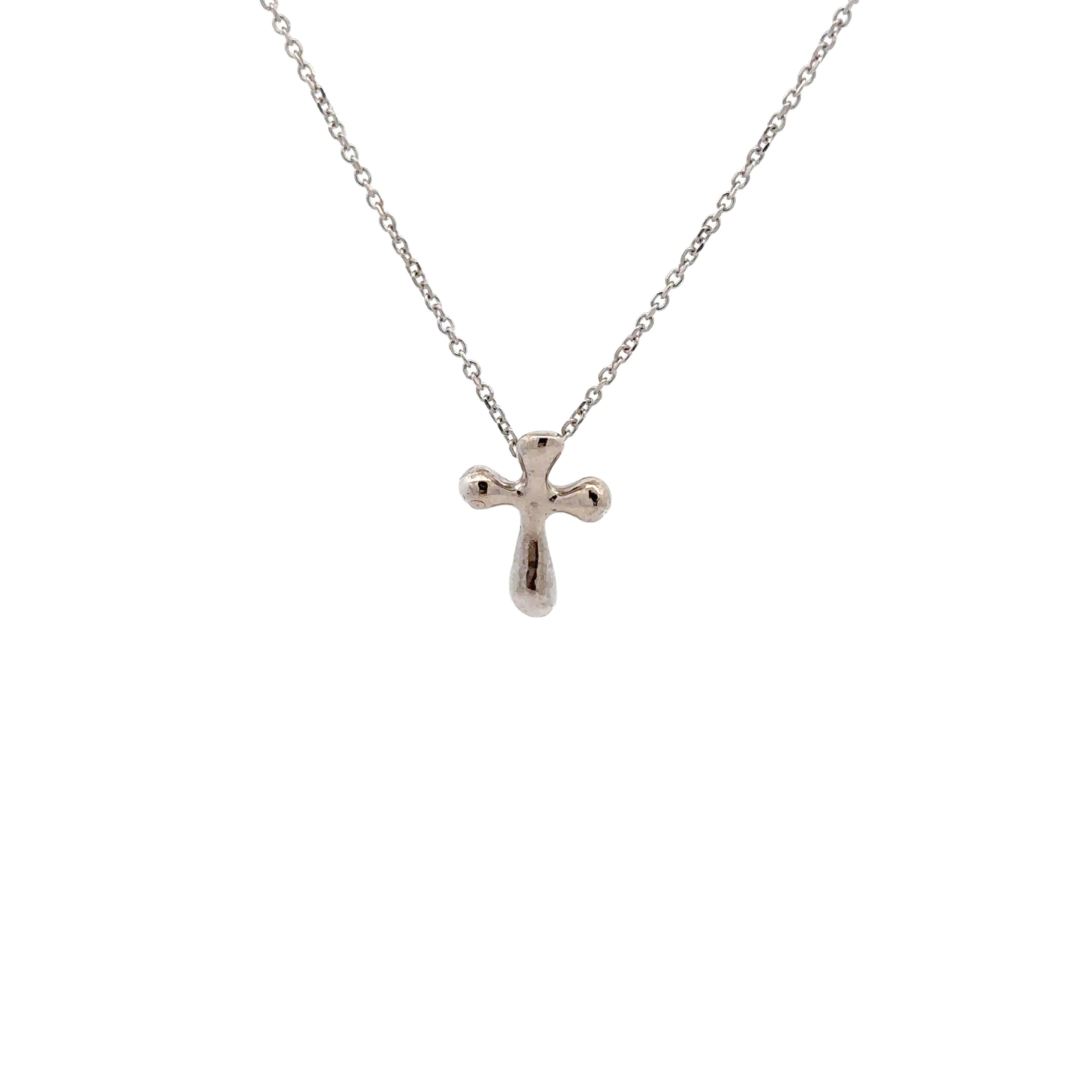 WD1736 14kt White Gold Oranic Shaped Cross