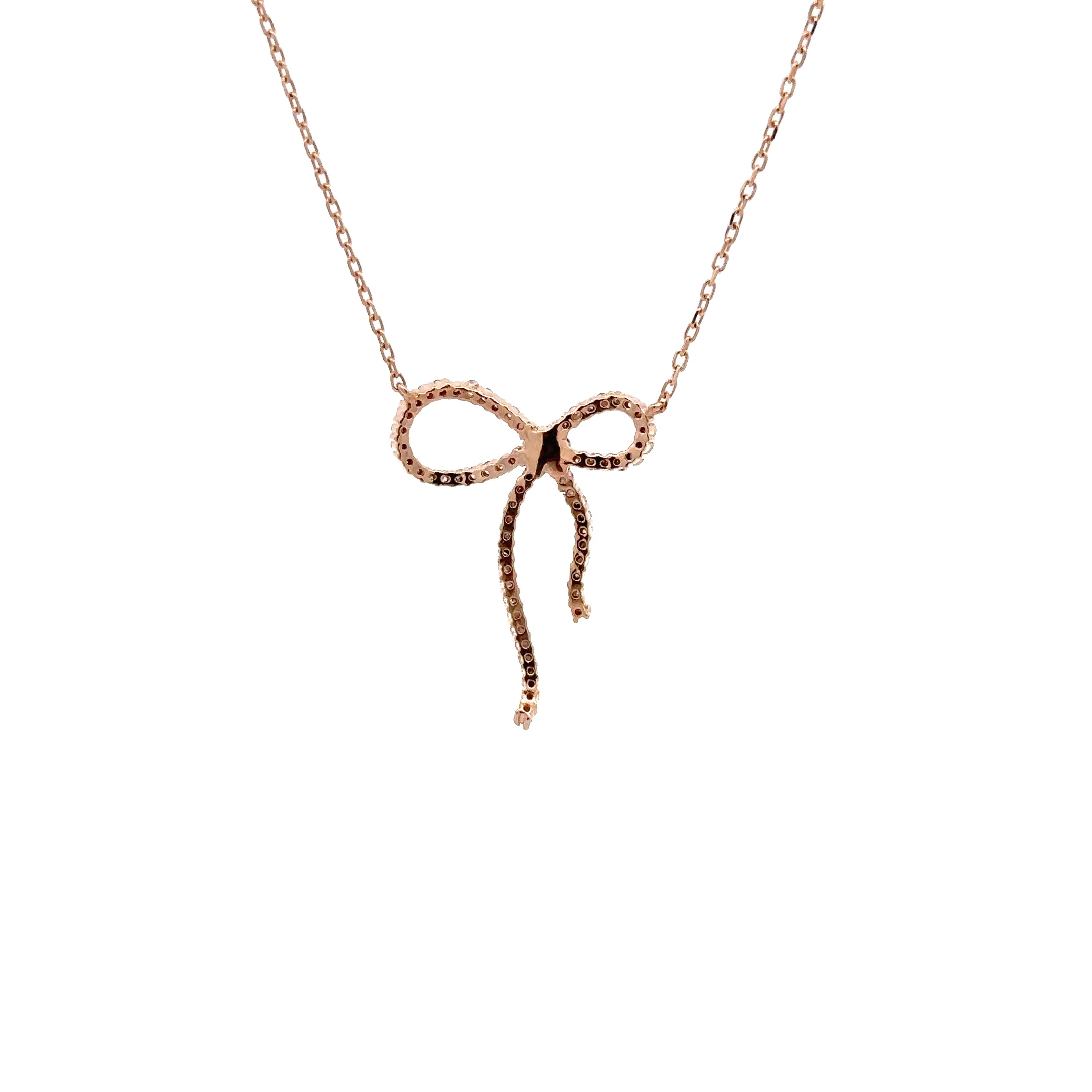 WD1742 14kt Rose Gold Diamond Bow Necklace