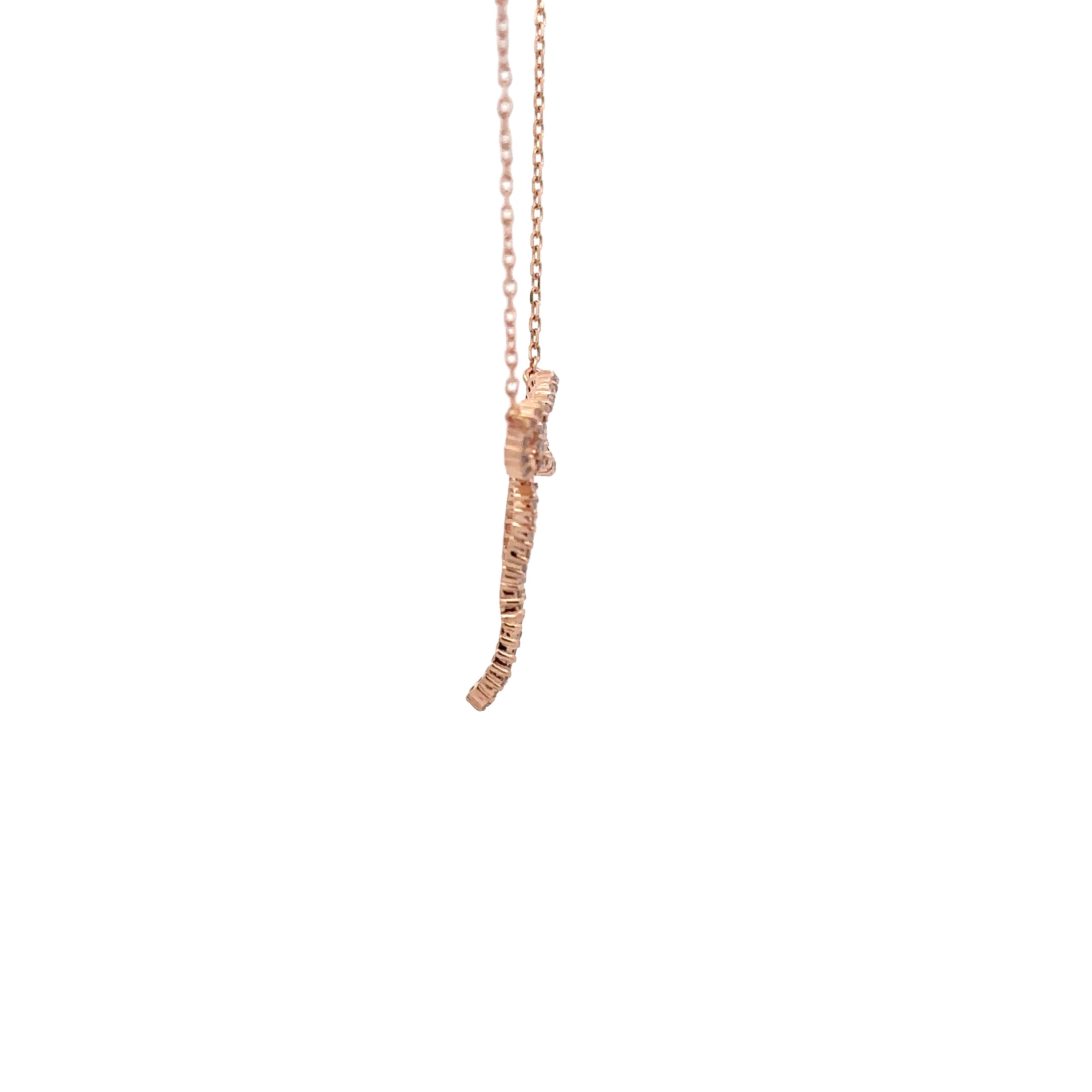 WD1742 14kt Rose Gold Diamond Bow Necklace