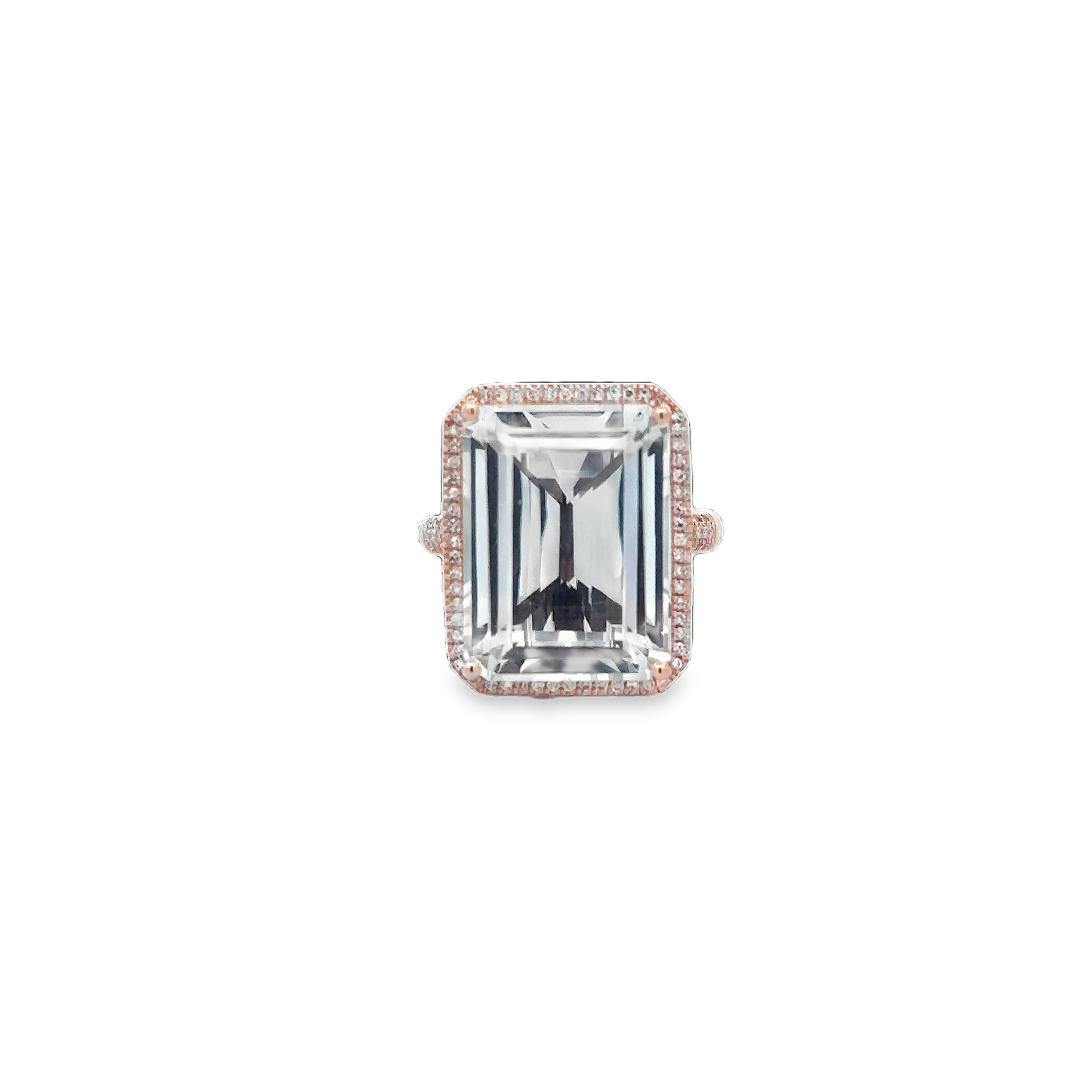 WD1683 14kt Gold White Topaz Ring with Diamond Detail and Halo