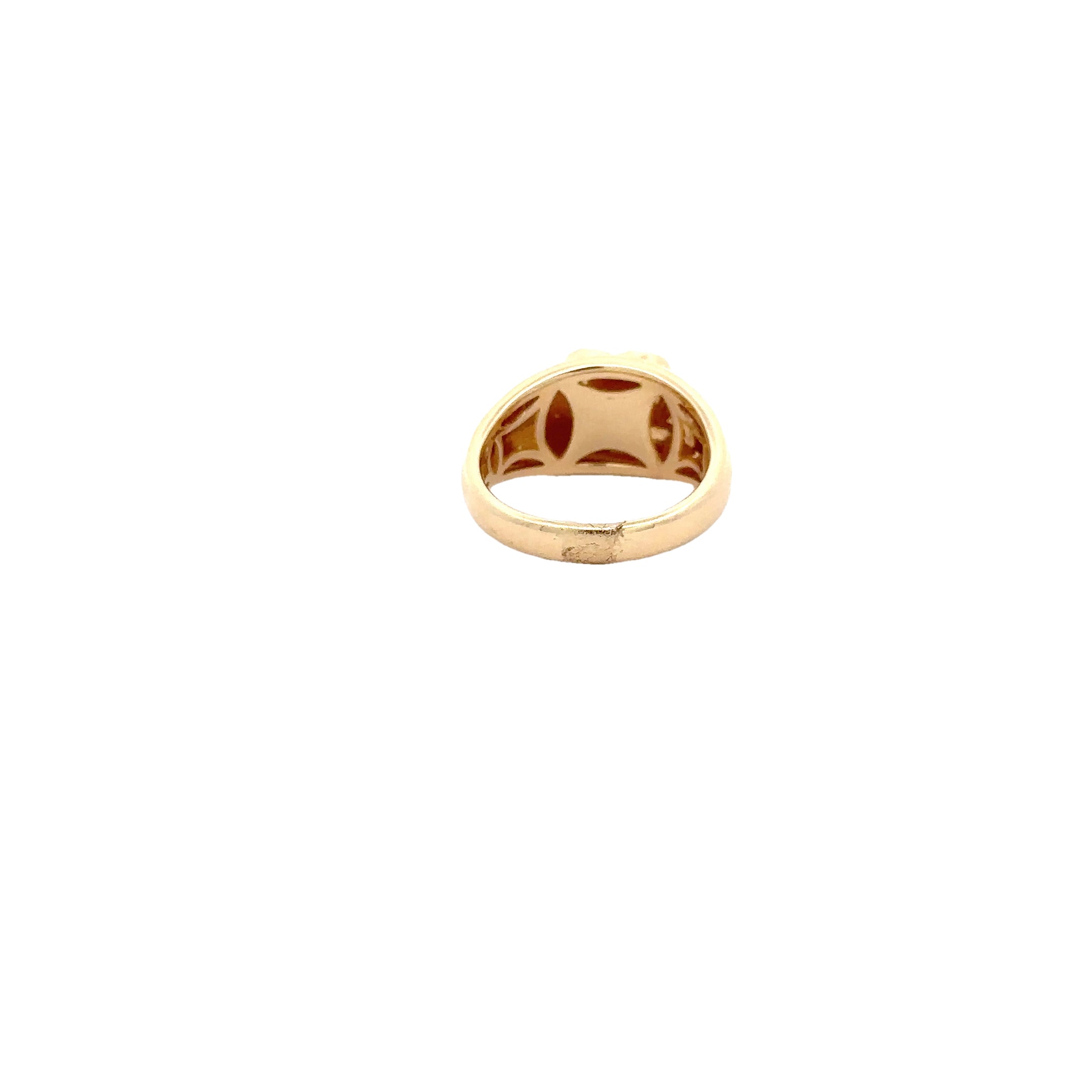 WD1721 14kt Gold Cigar Band with Opal Heart Center Detailed with Diamond Halo