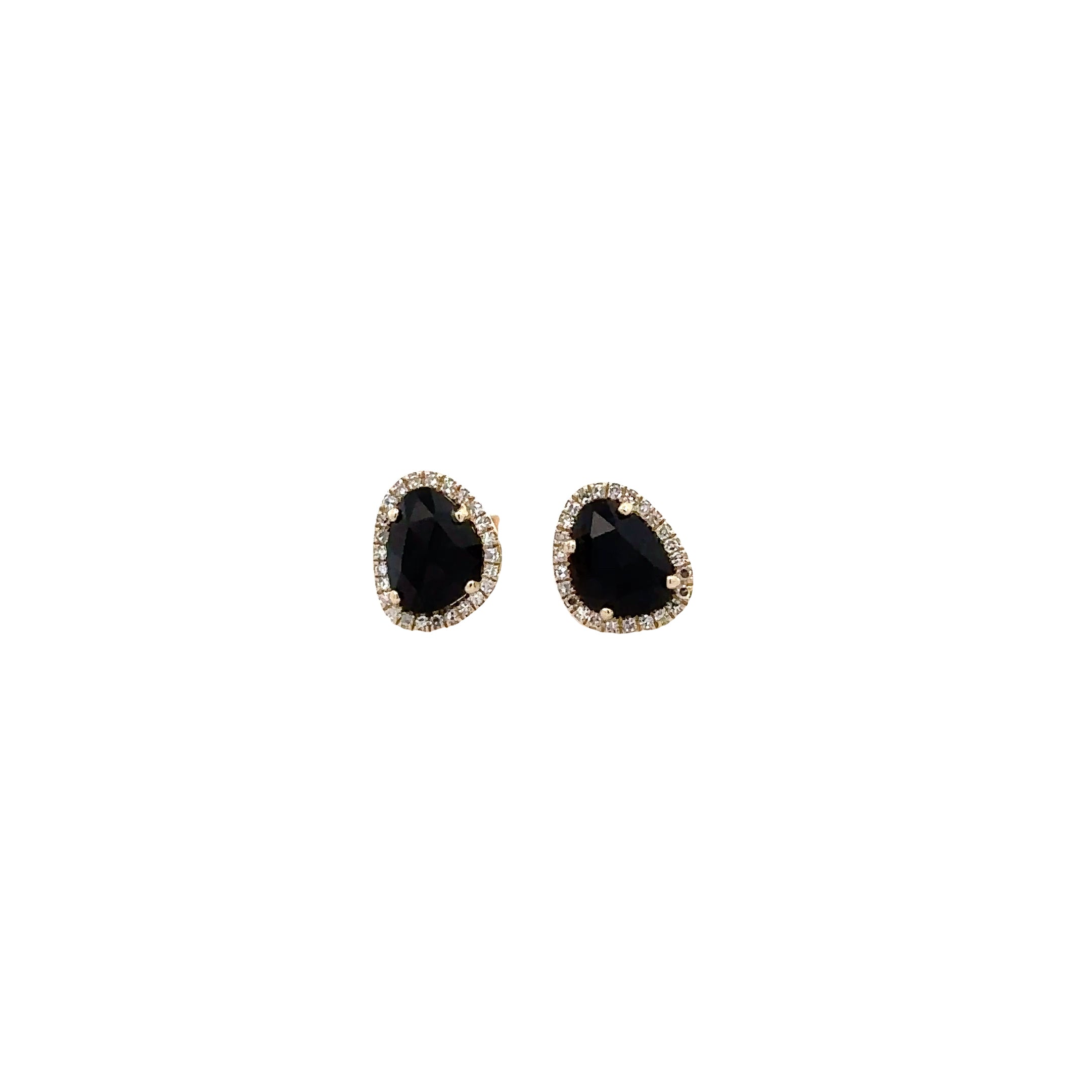 WD1164 14KT GOLD BLACK ONYX DIAMOND HALO STUDS