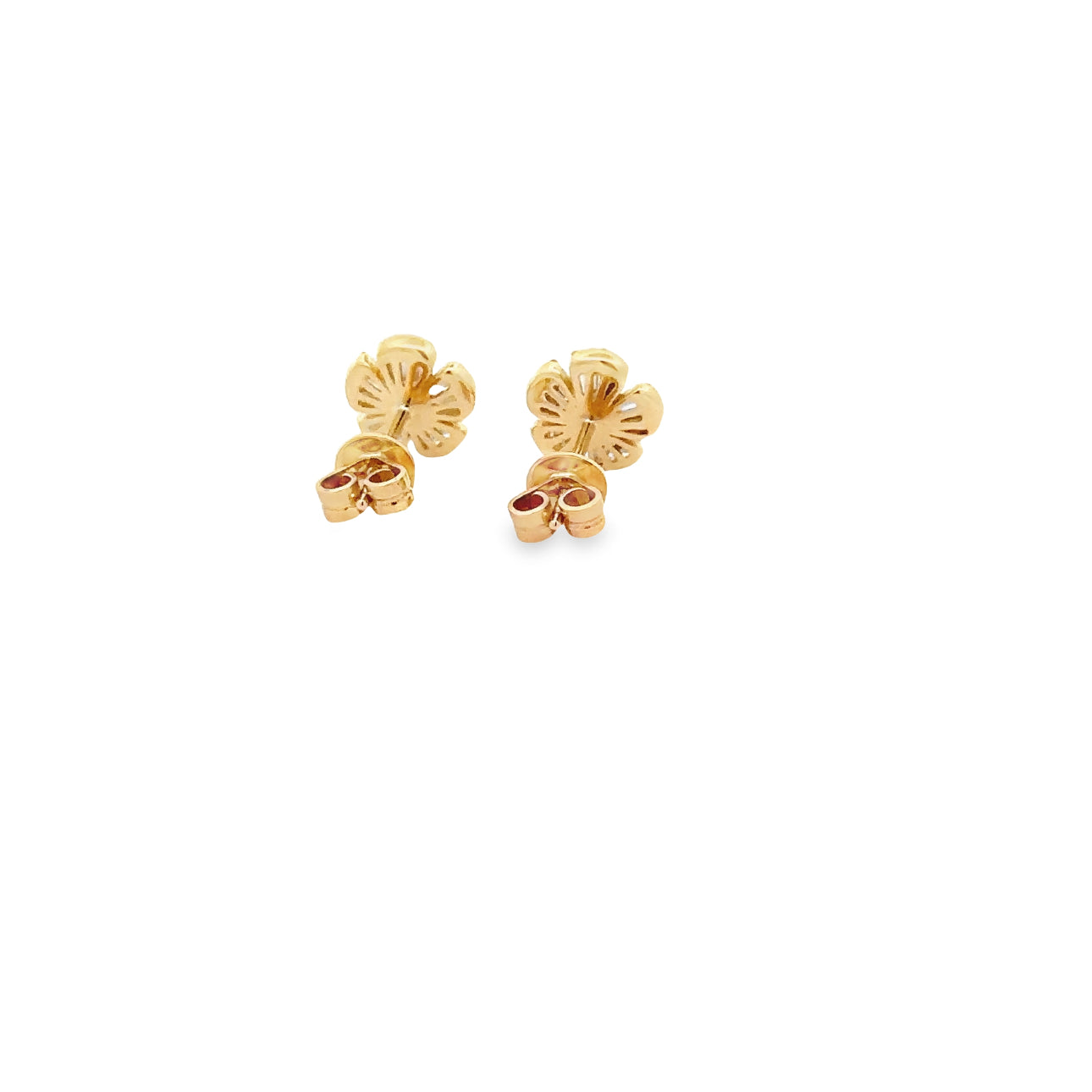 WD902 14kt gold .40ct Baguette flower studs