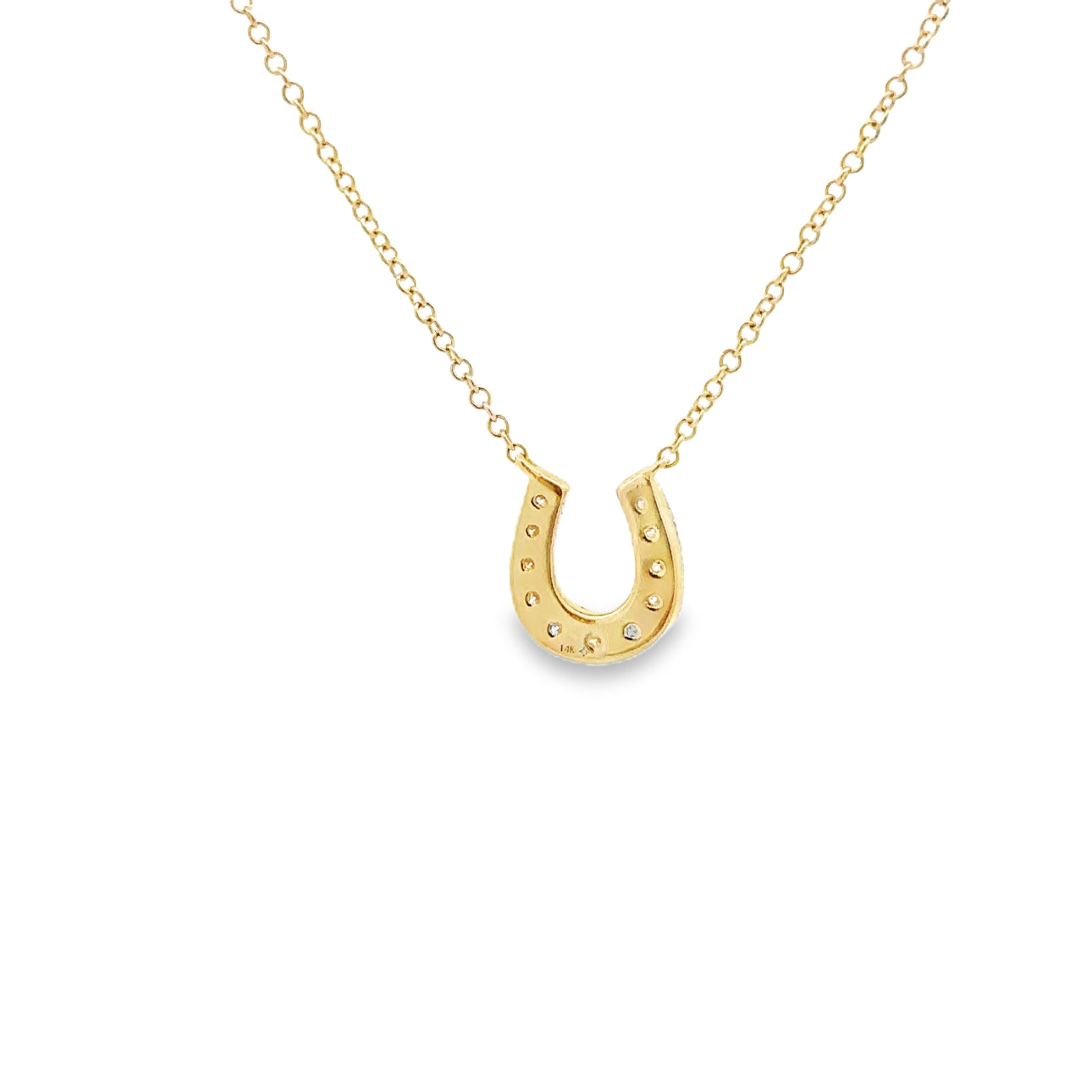 WD1636 14kt Gold Horseshoe Necklace with Pave Diamonds
