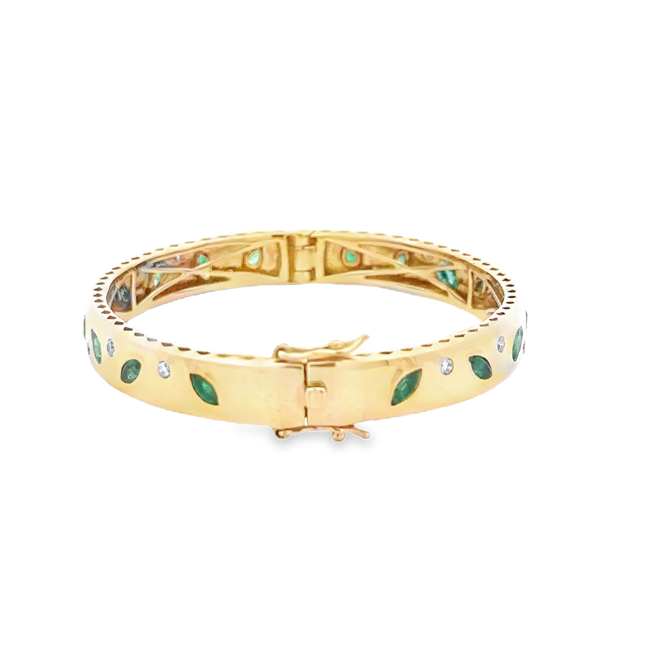 WD1638 14kt Gold Emerald and Green Diamond Bangle