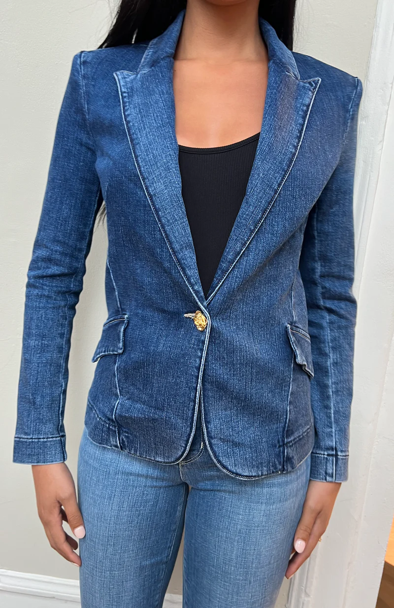 1906RDMb L'AGENCE Baldwin Denim Blazer