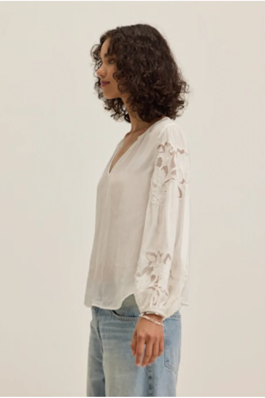 TYRA07c Velvet  Tyra Lace Embroidery Blouse