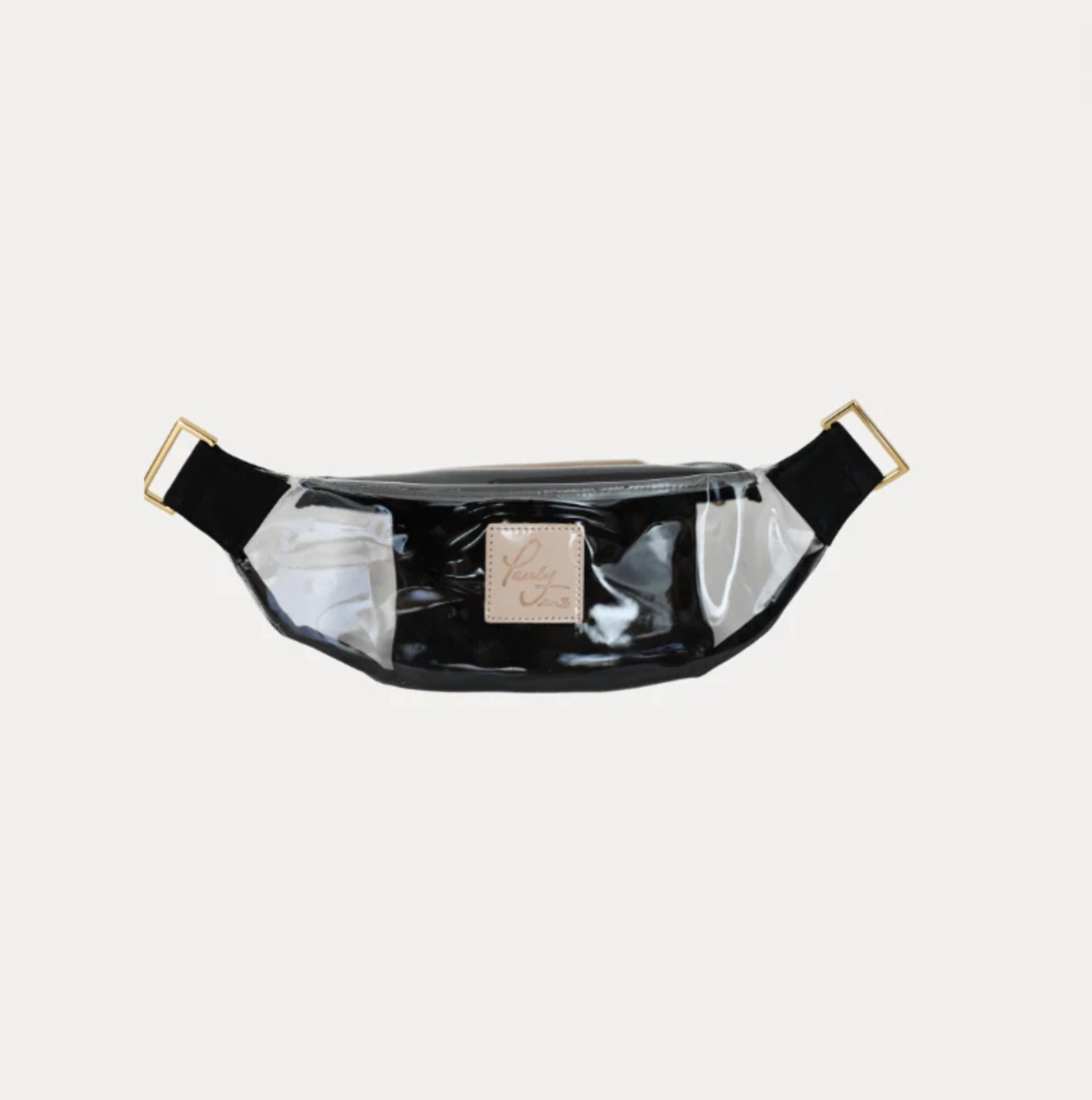 Clear with Black Leather + Gold Hardware Fanny Pack/Crossbody Bag + Black Pauly Pouch Organizer