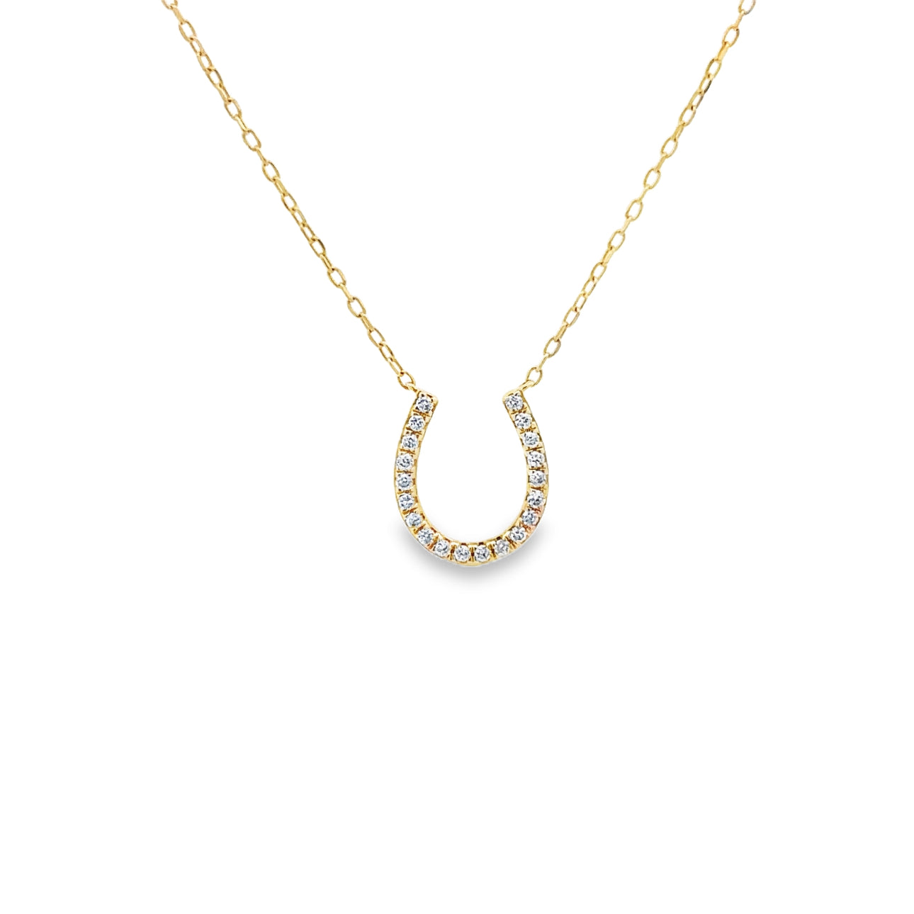 WD1637 14kt Gold Horseshoe Necklace with Pave Diamonds