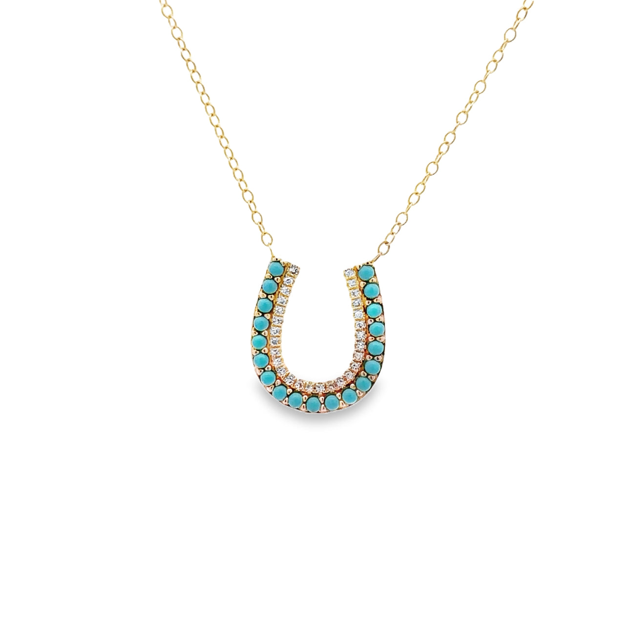 WD1671 14kt Gold Turquoise and Diamond Horseshoe