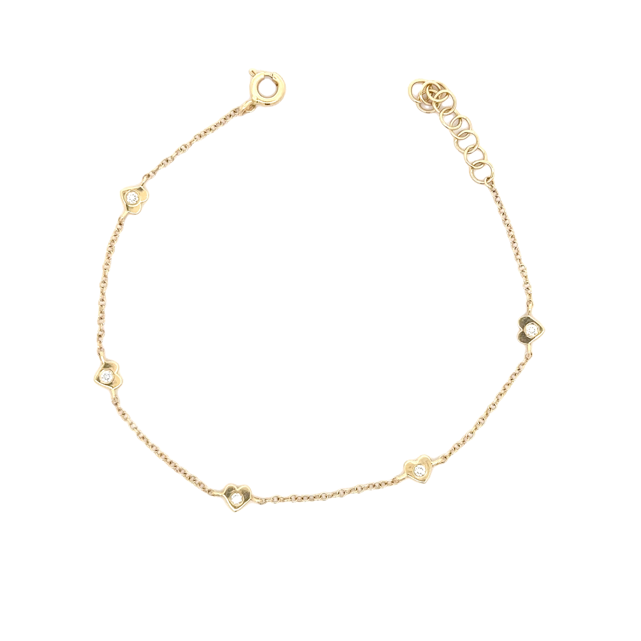 WD1712 14kt Gold Heart Bracelet with Diamond Detail