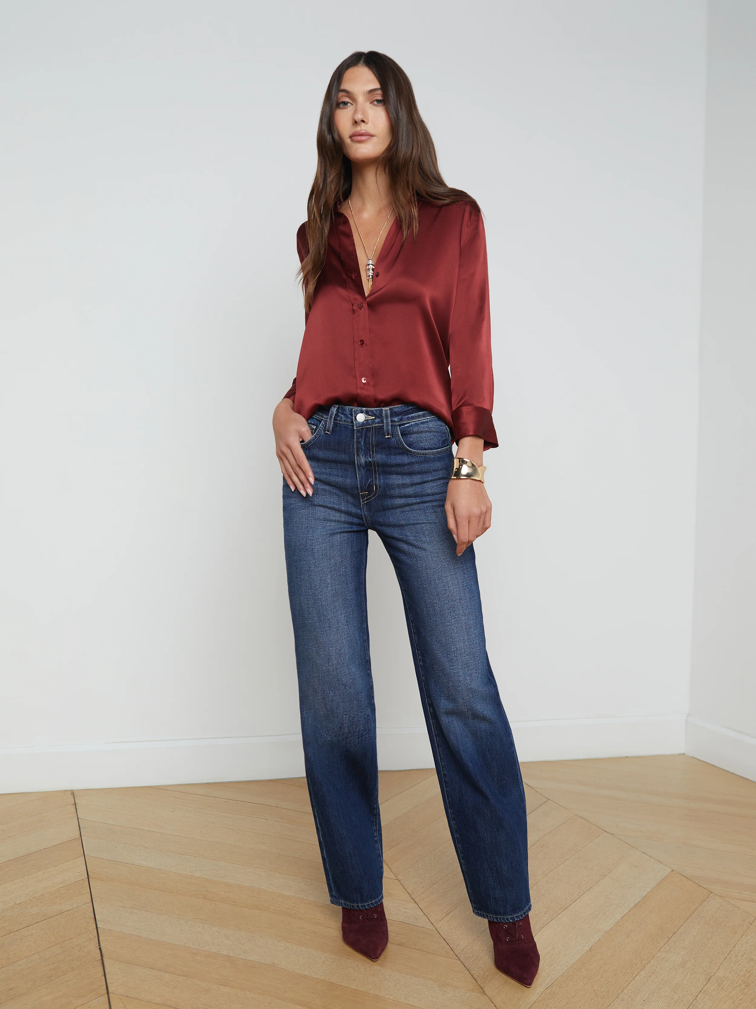 40126CLWs L'AGENCE Dani Silk Blouse