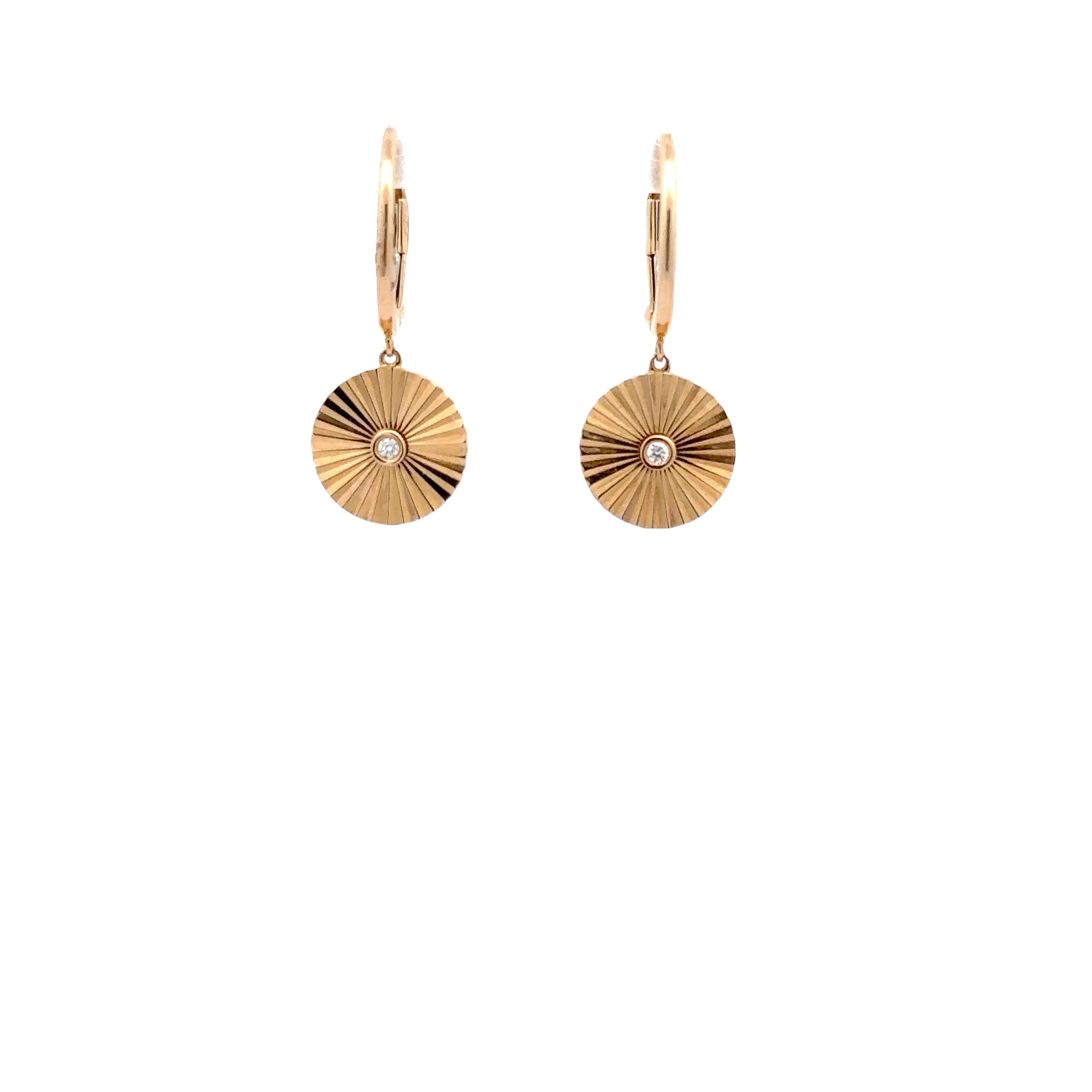 WD1716 14KT Gold with Diamond center Drop Earrings