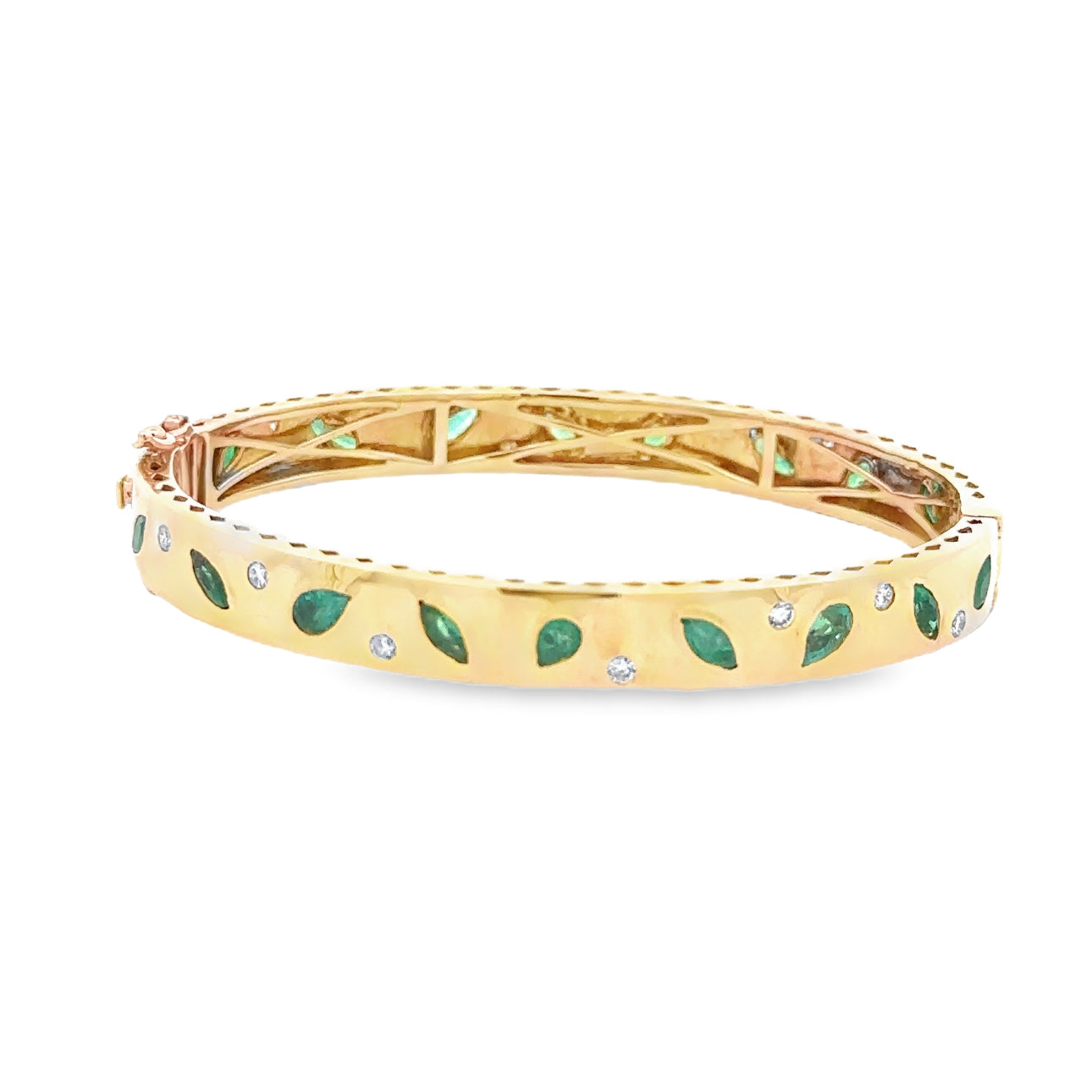 WD1638 14kt Gold Emerald and Green Diamond Bangle