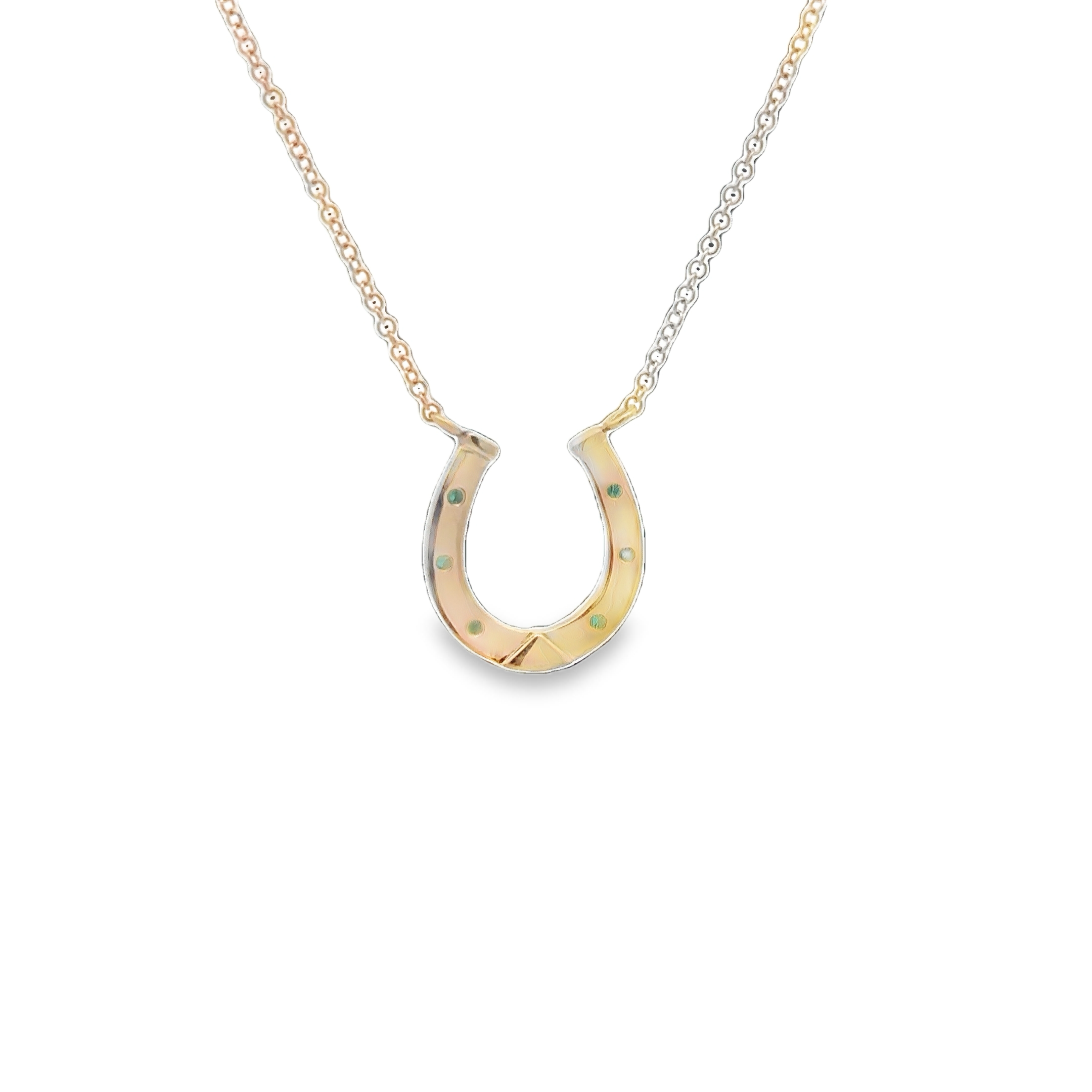 WD1684 14kt Gold Horseshoe Necklace with Emeralds