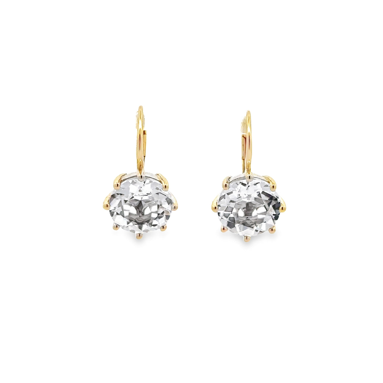 WD1339 14kt Gold Round Cut White Topaz Earring