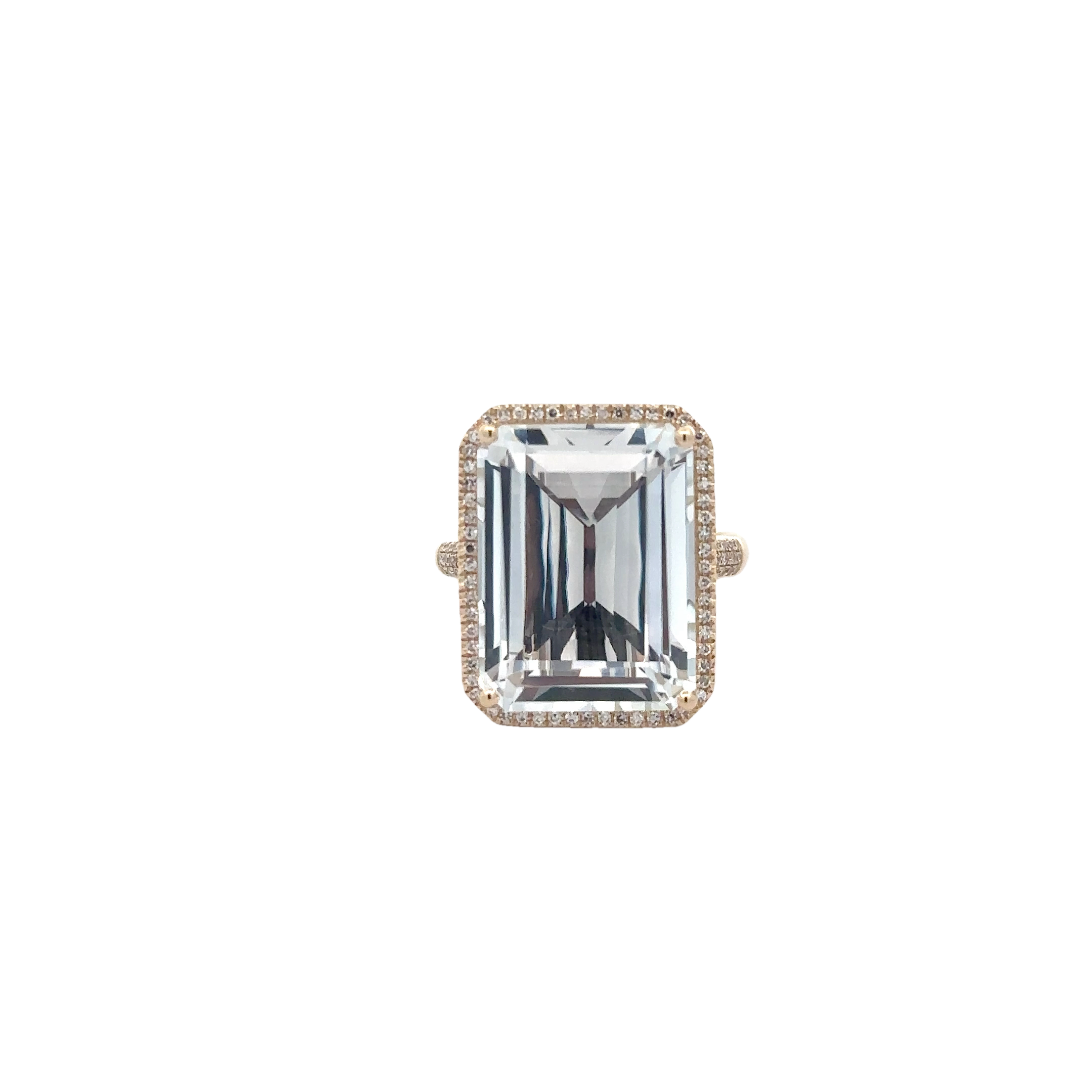 WD1683 14kt Gold White Topaz Ring with Diamond Detail and Halo