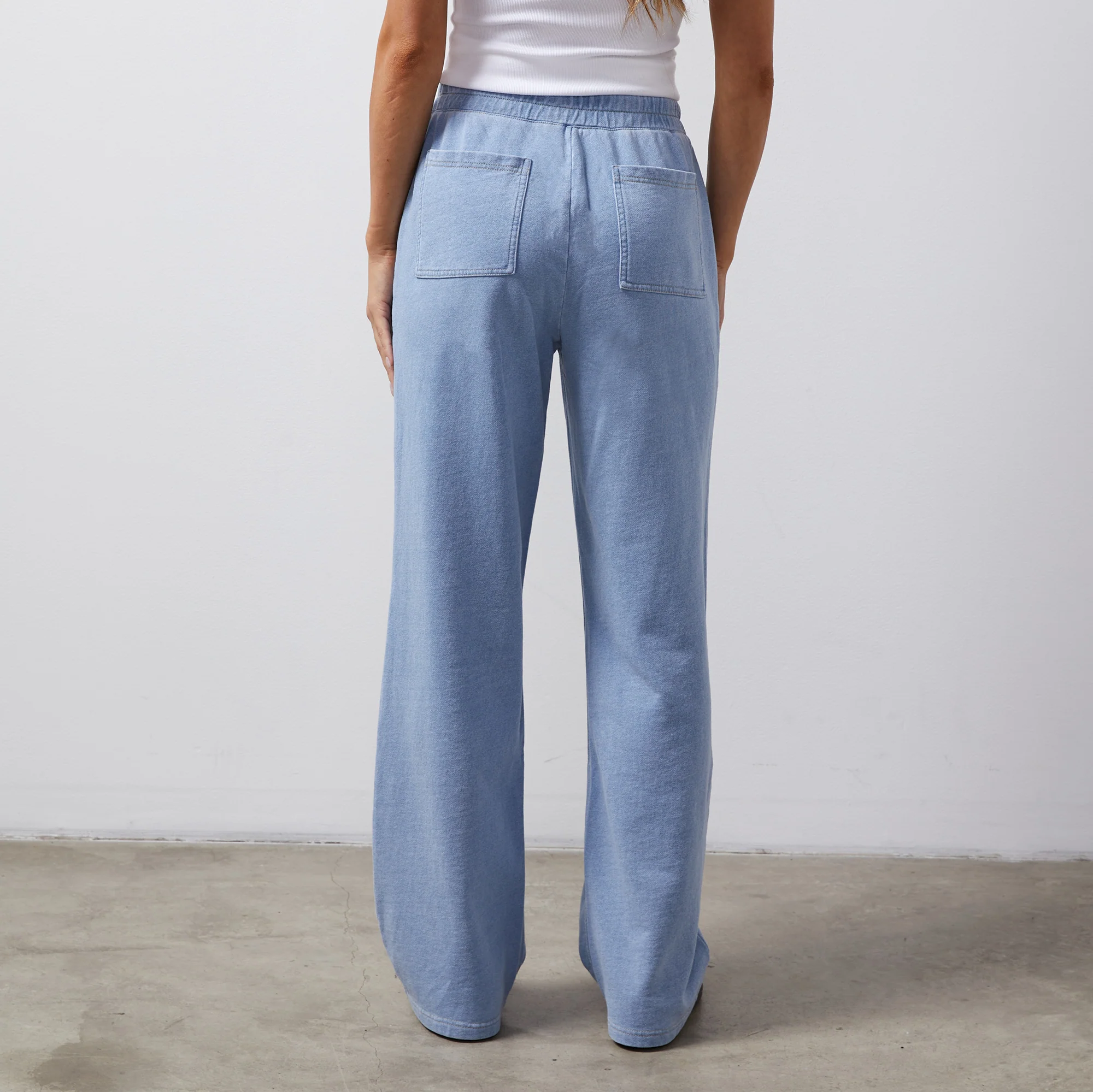 BOSS - Cotton-terry tracksuit bottoms with denim-effect print