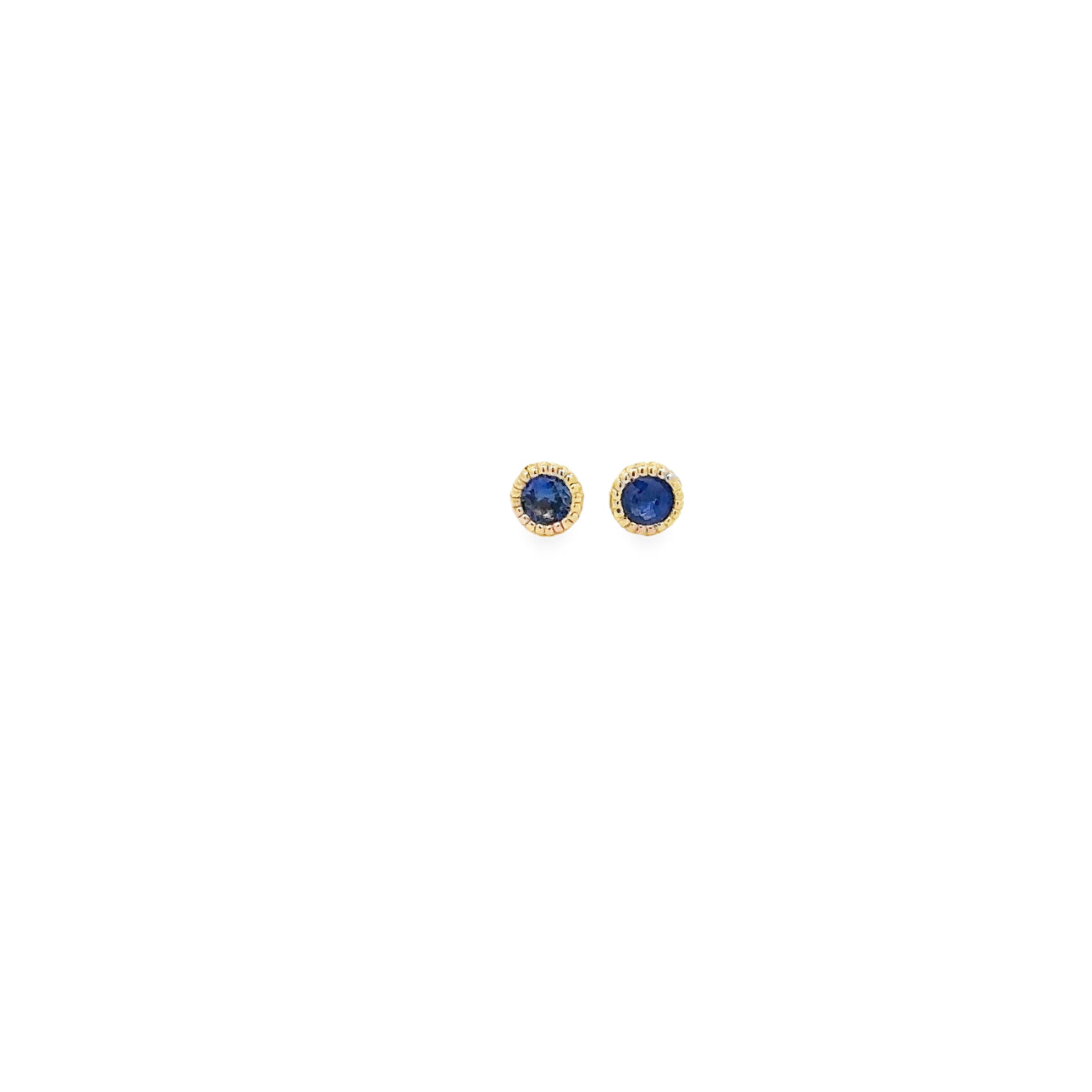 WD1676 14KT Gold Bezel Blue Sapphire Studs