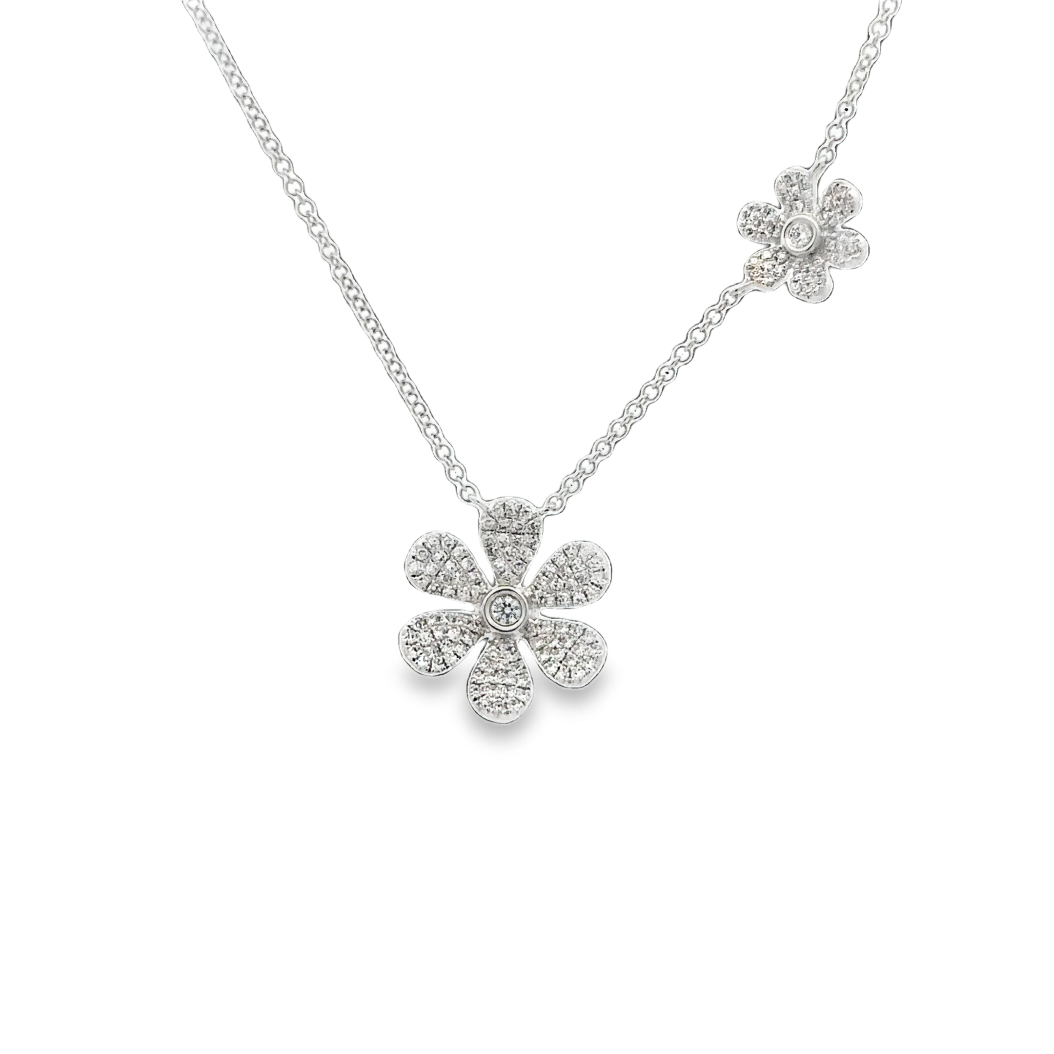 WD1690 14kt Gold Double Flower Necklace