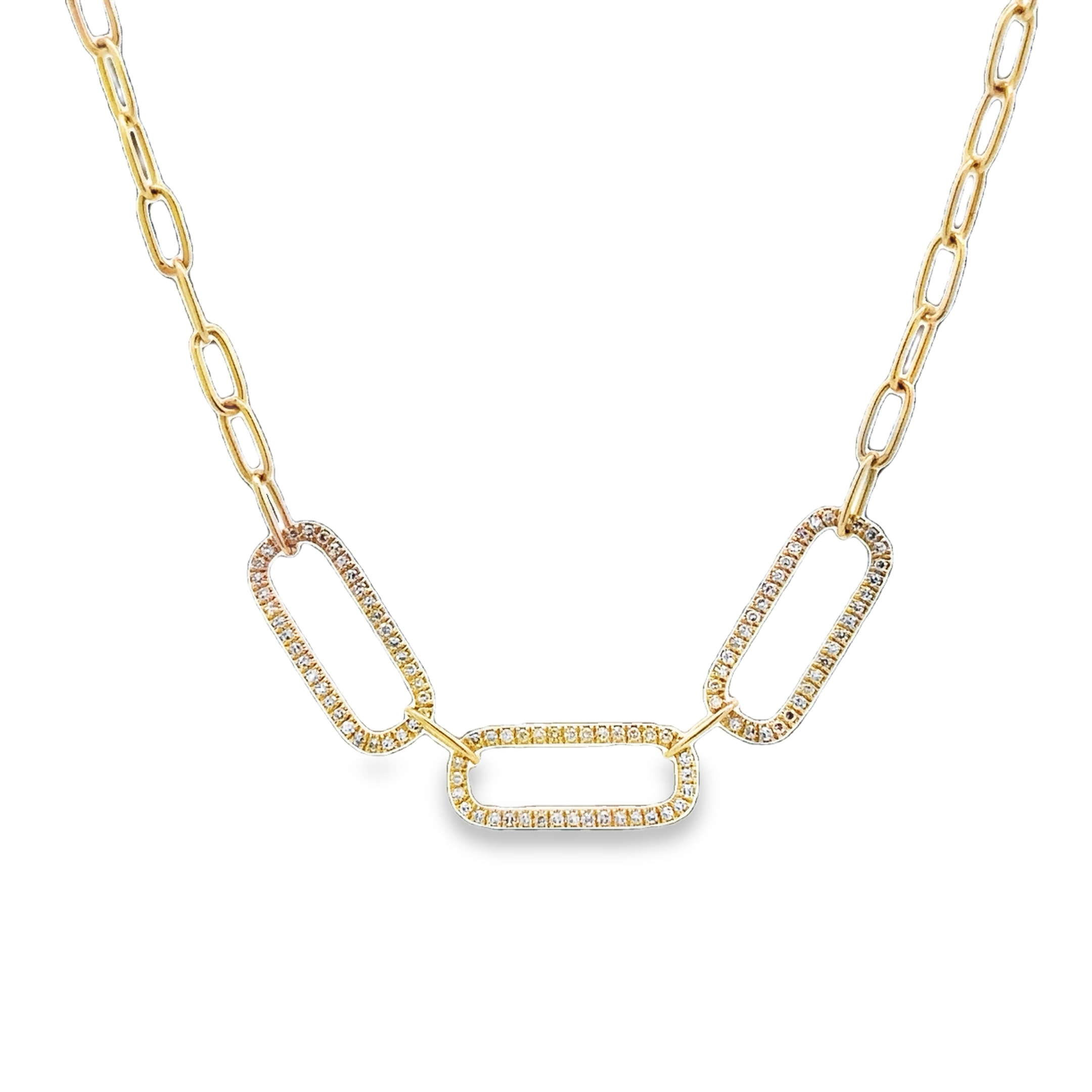 WD1700 14kt Gold PaperLink Necklace with Diamond Detail