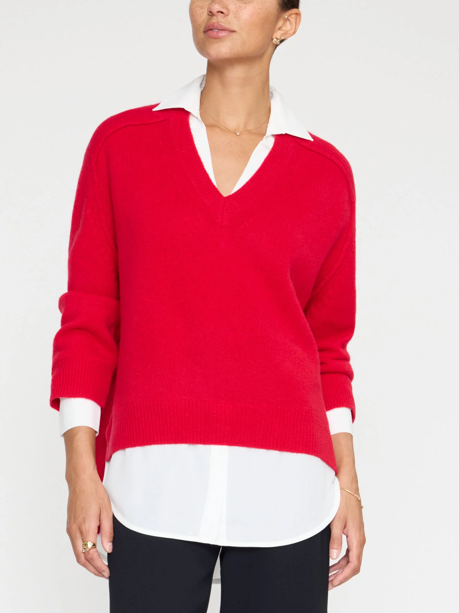 JER2197arw Brochu Walker V-Neck Layered Sweater