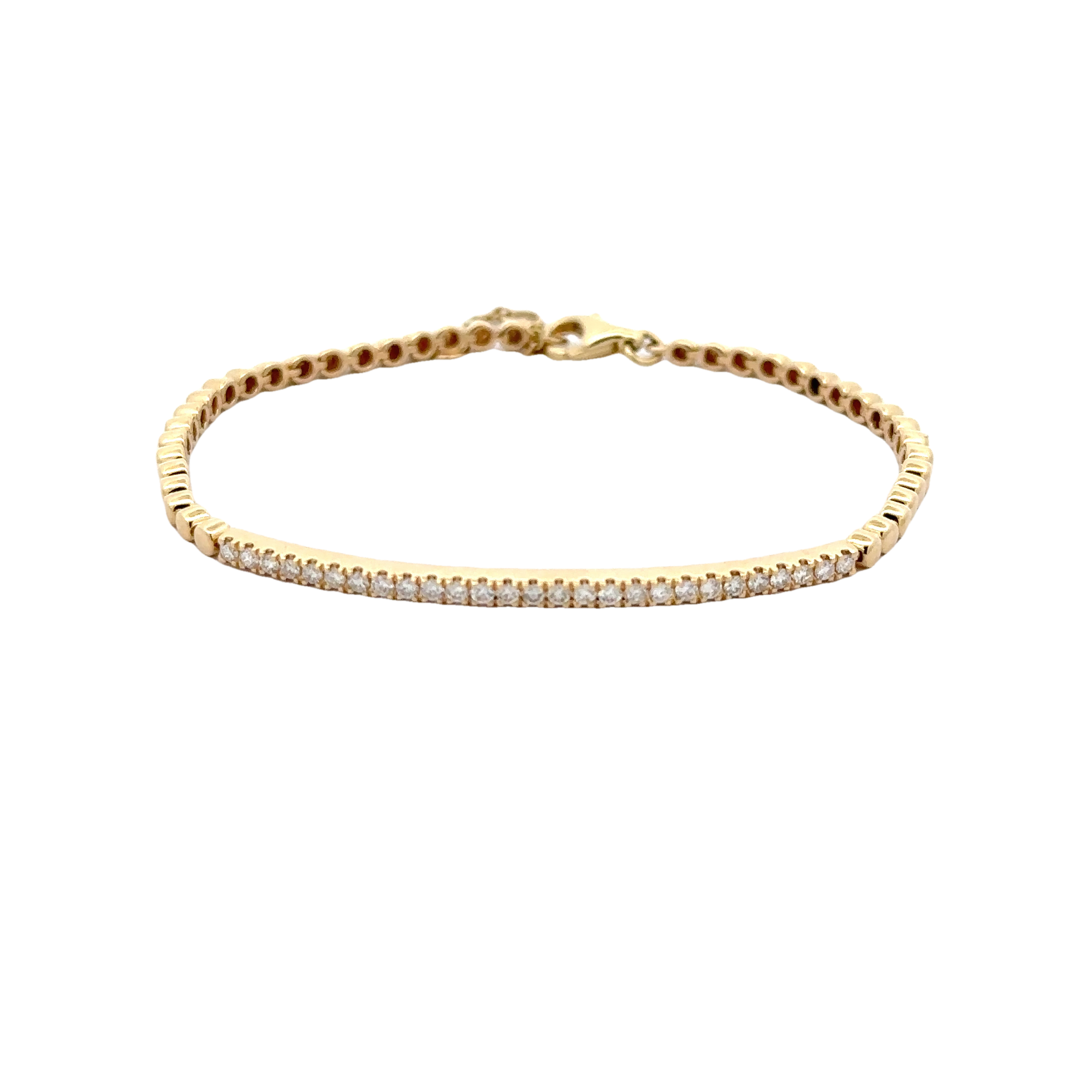 WD1705 14kt Gold Beaded Chain Diamond Bar Bracelet