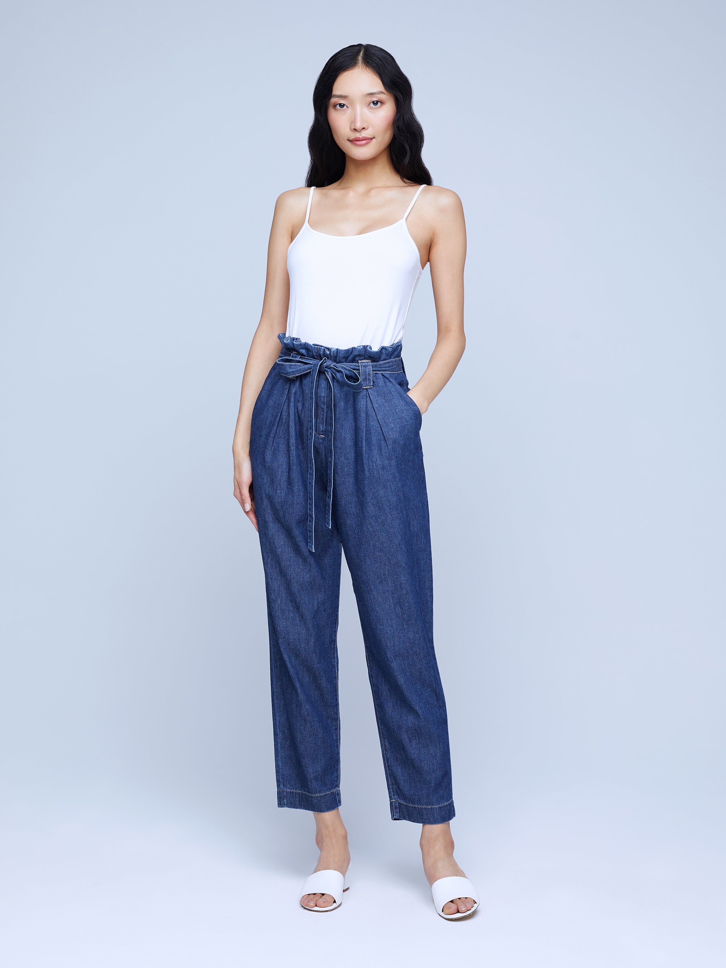 Buy Campus Sutra Women Casual Paper Bag Trousers(SS20_CSWSSLW189_S) Light  Blue at Amazon.in