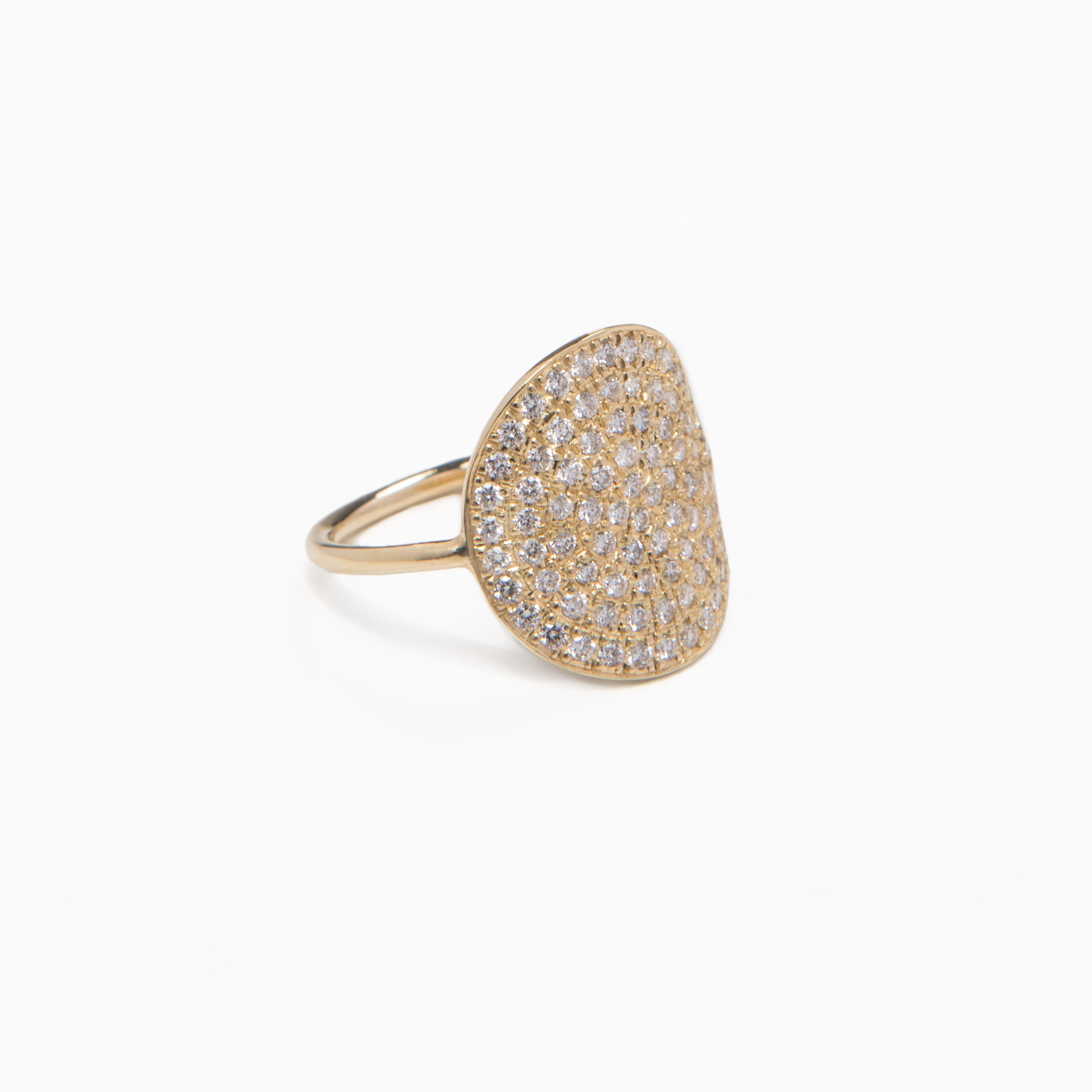 WD142 14KT Curved Pave Diamond Disk Ring