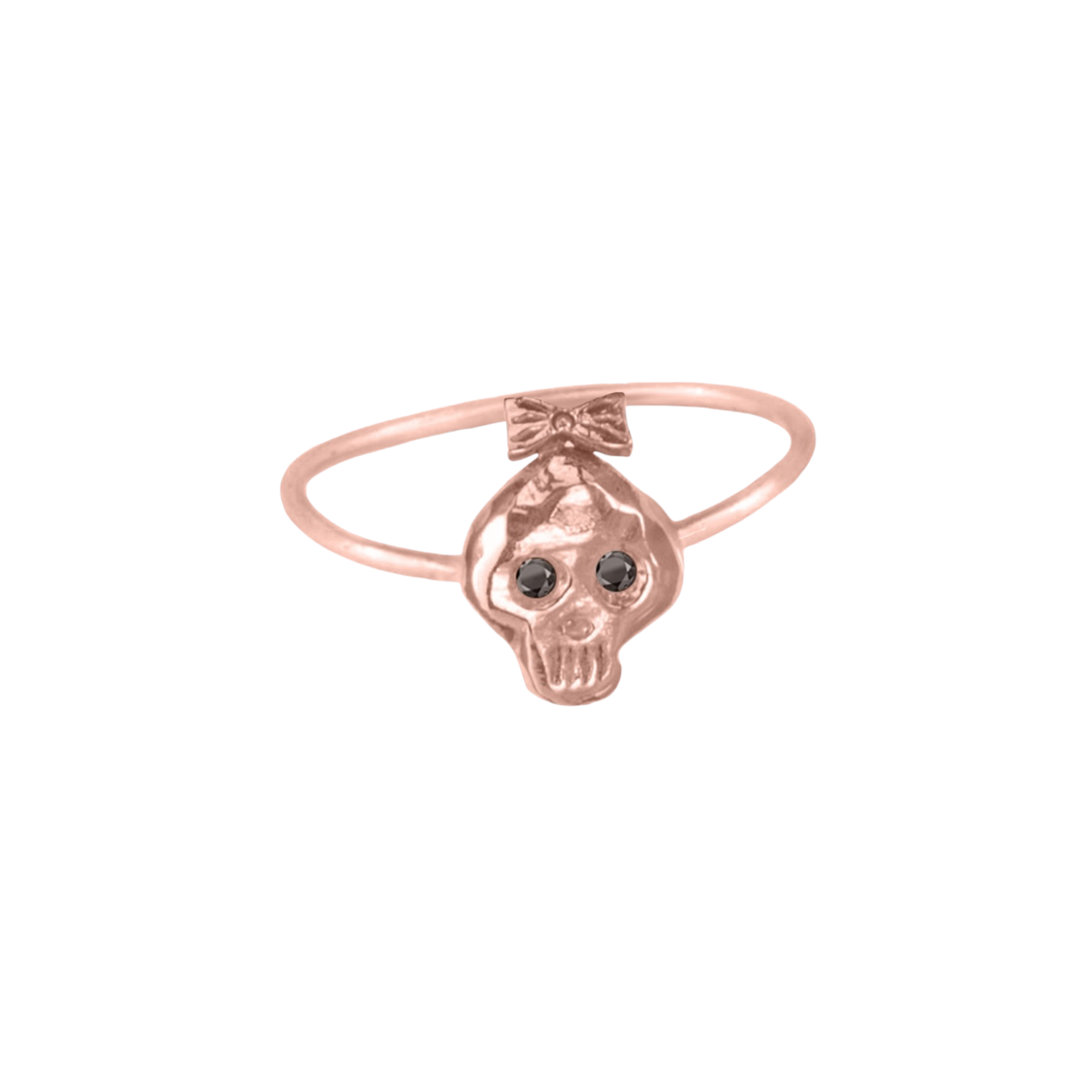 WD147-G 14kt gold Girl skull 'bone heads' diamond eyes rings